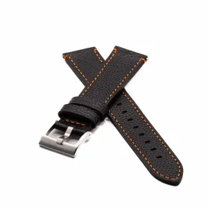 Leather - Contrast Stitch Black with Orange