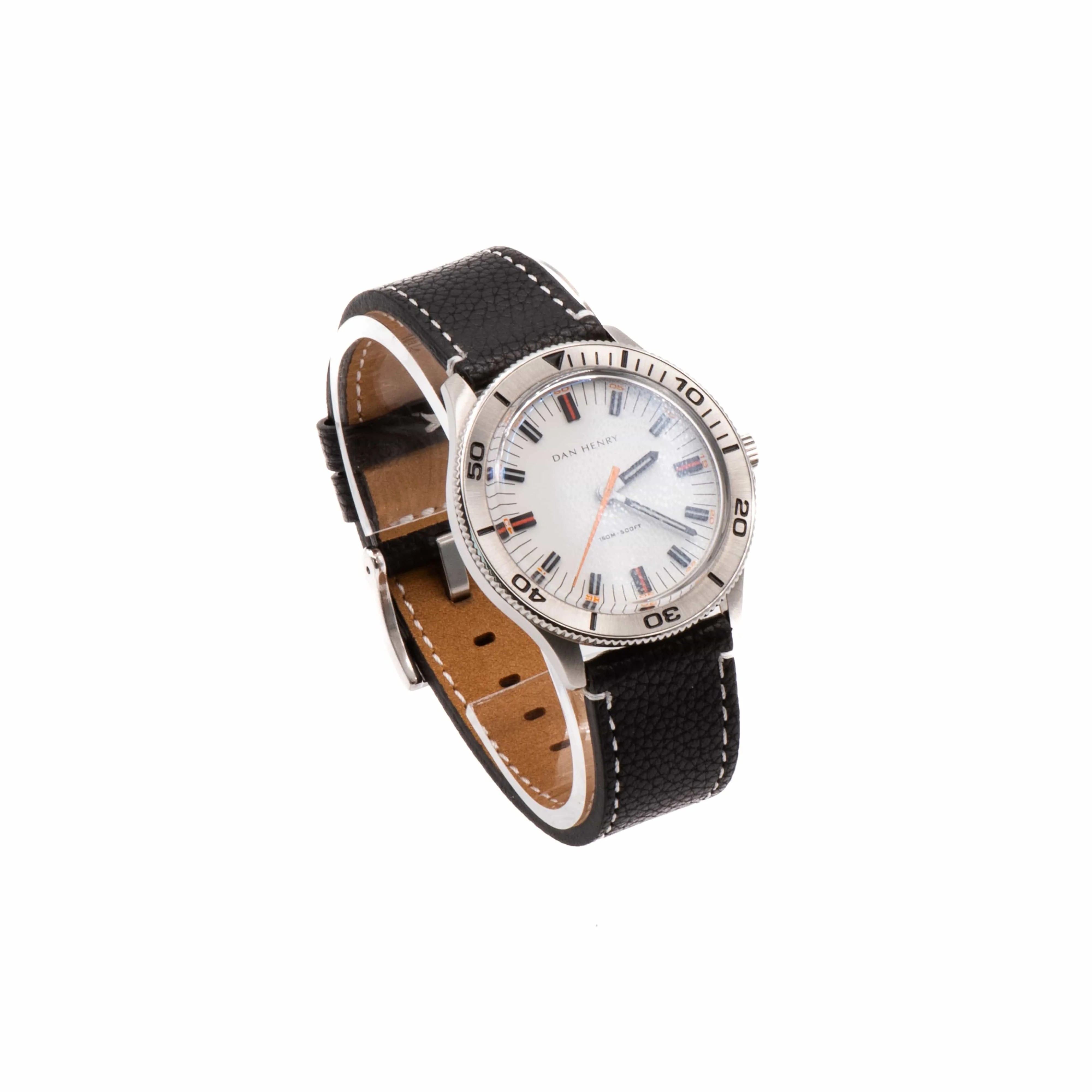 Leather - Contrast Stitch Black with White