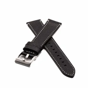 Leather - Contrast Stitch Black with White