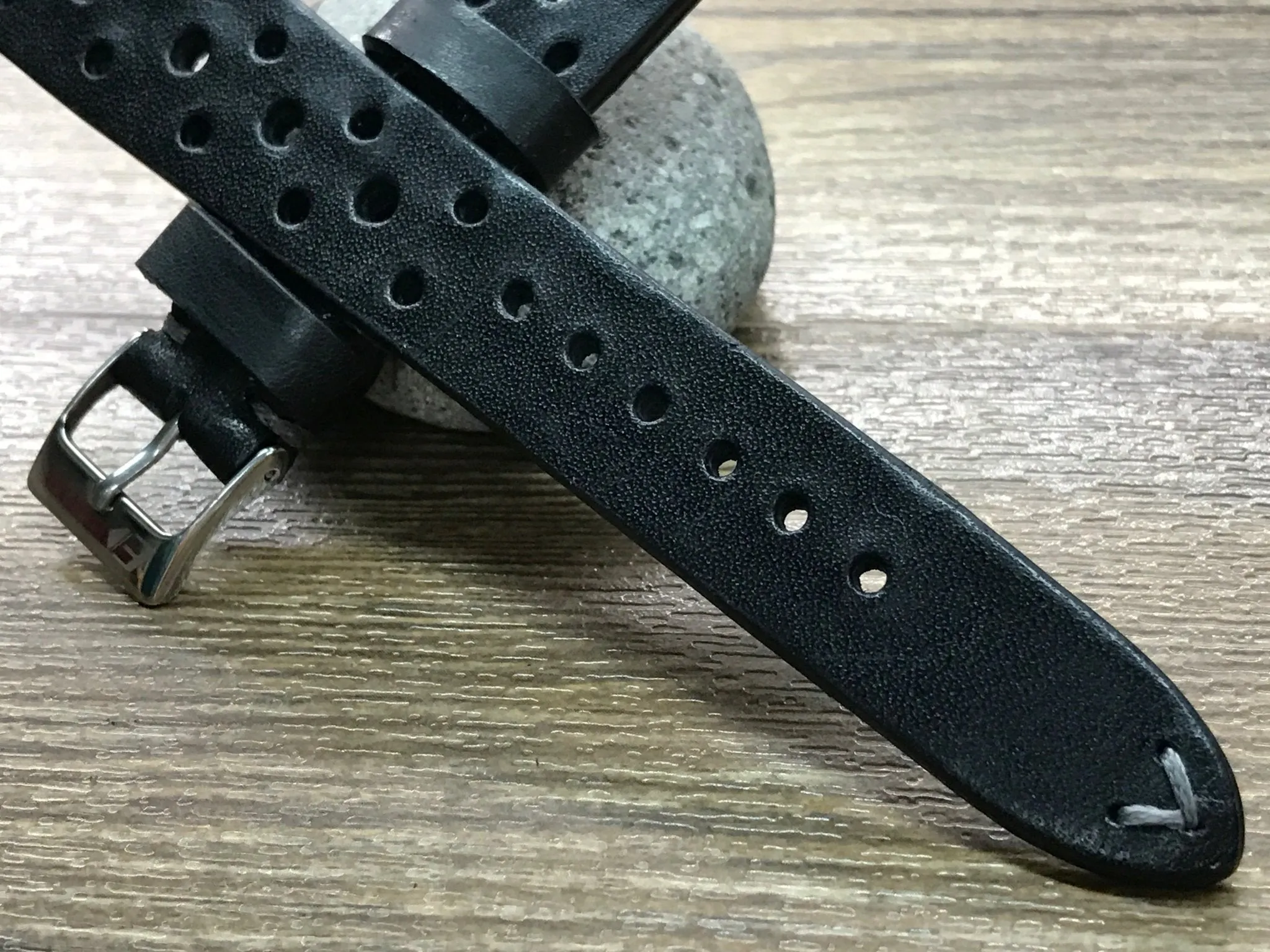 Leather watch Straps, Rally & Racing Watch straps, Black watch Straps, 20mm strap, 18mm 19mm and 20mm watch band, FREE SHIPPING