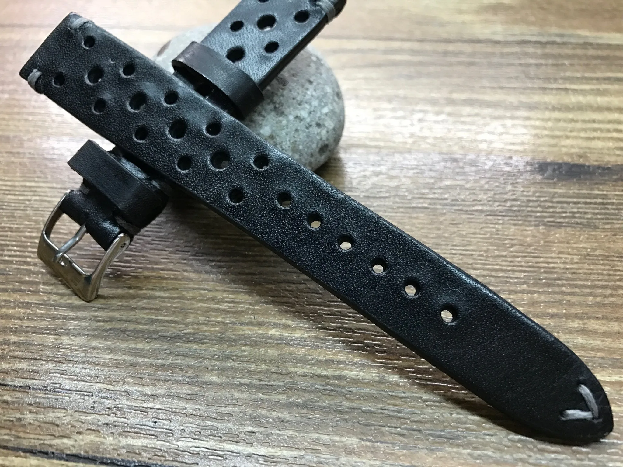 Leather watch Straps, Rally & Racing Watch straps, Black watch Straps, 20mm strap, 18mm 19mm and 20mm watch band, FREE SHIPPING