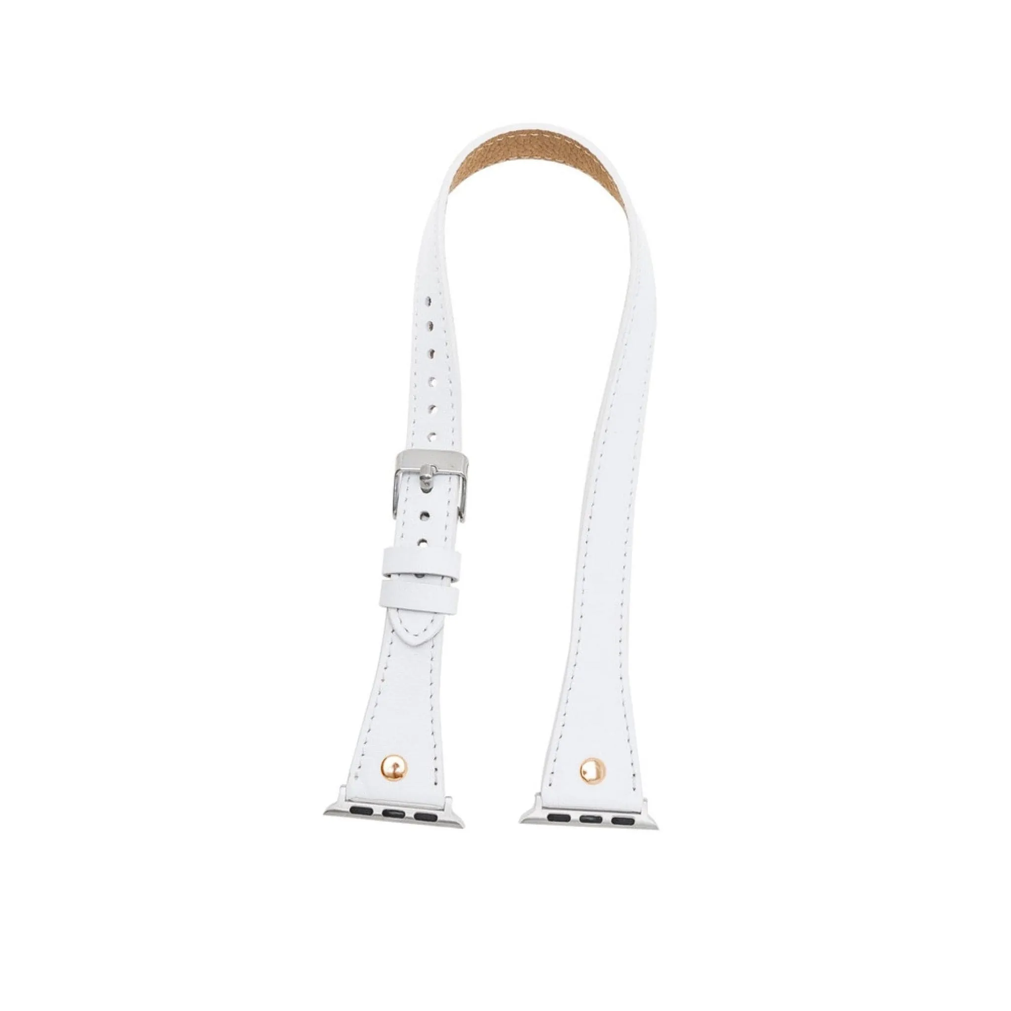Leeds Double Tour Slim with Rose Gold Bead Apple Watch Leather Straps