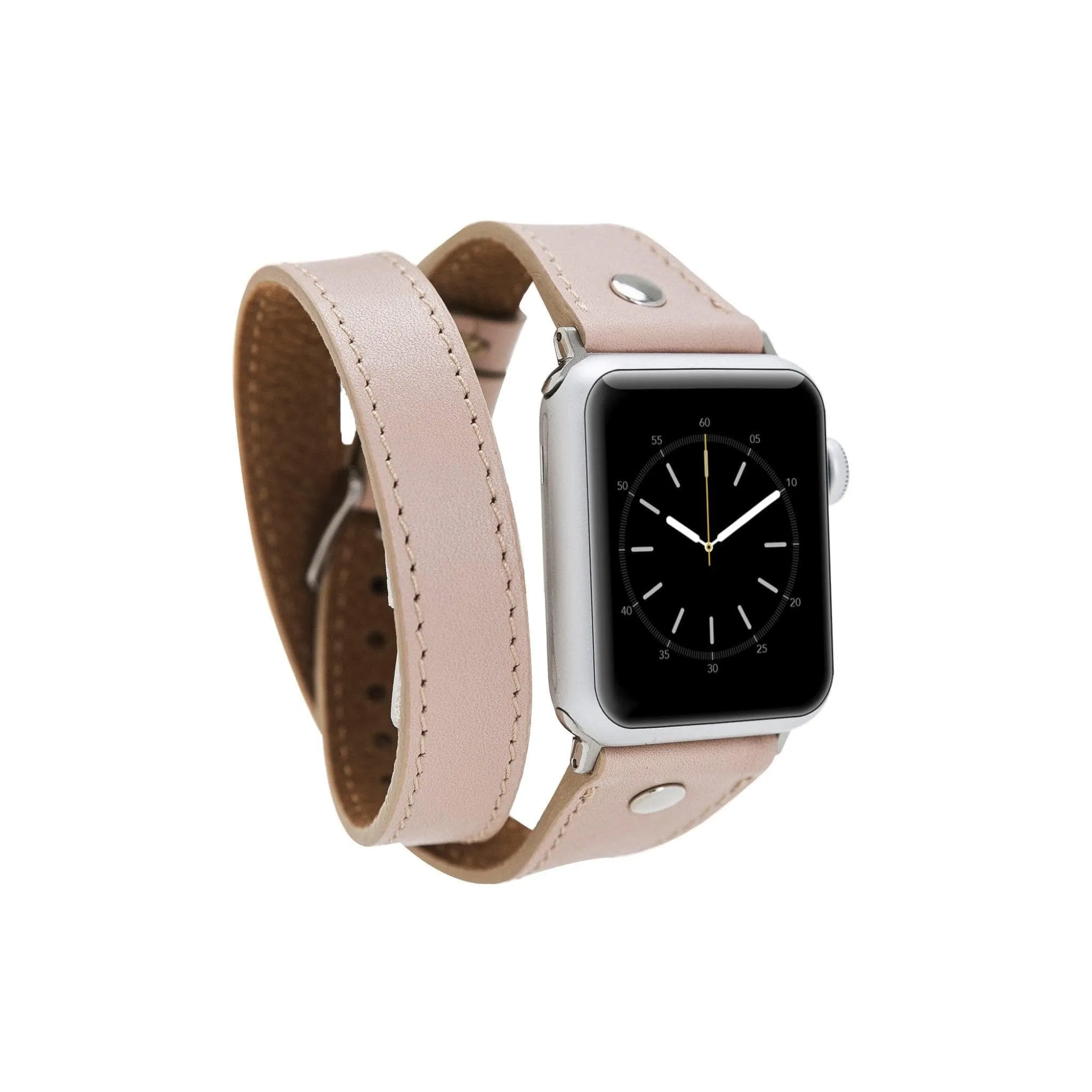Leeds Double Tour Slim with Silver Bead Apple Watch Leather Straps