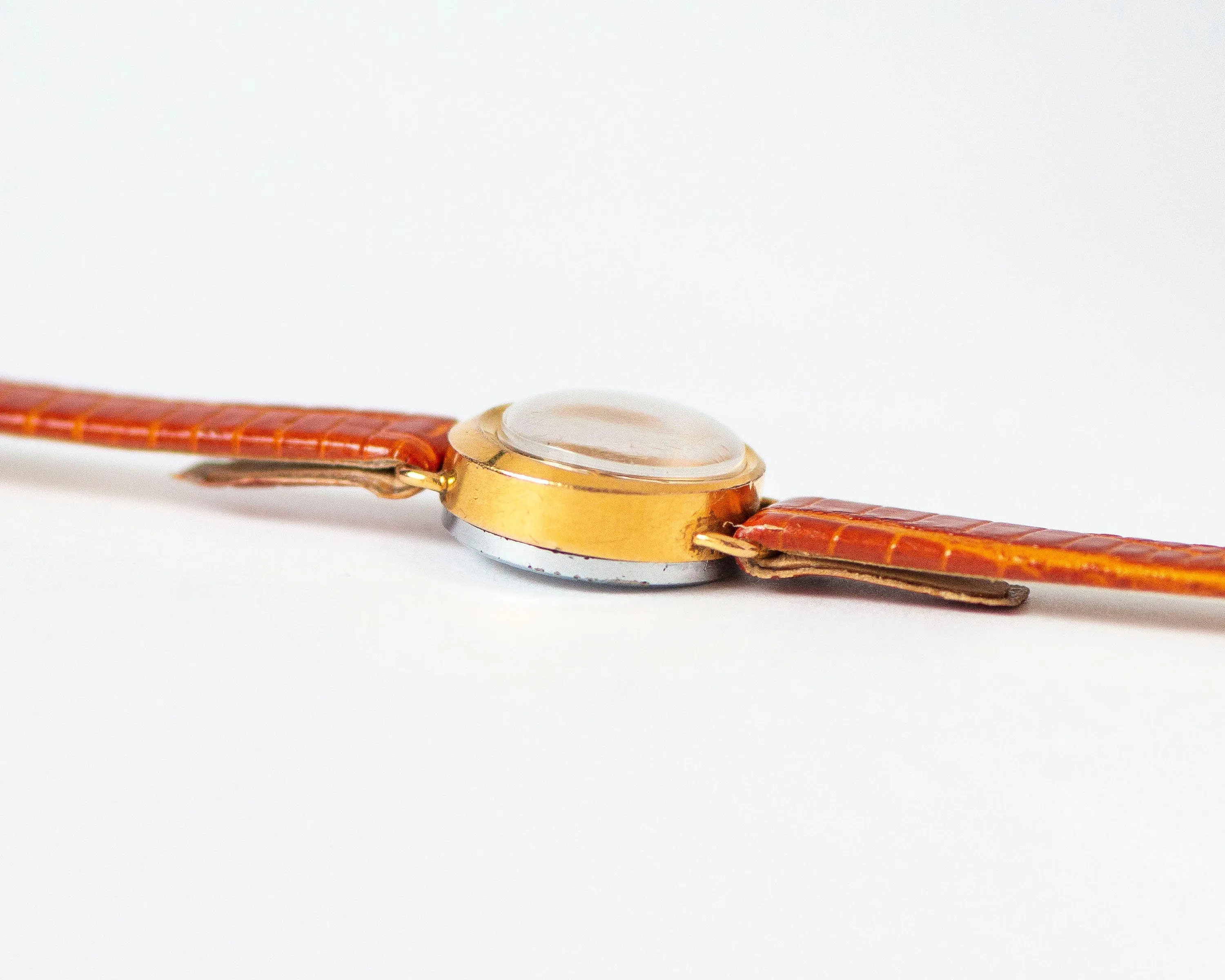 Limited edition women watch Dream gold plated, delicate round lady micro watch, retro female timepiece gift unique new genuine leather strap