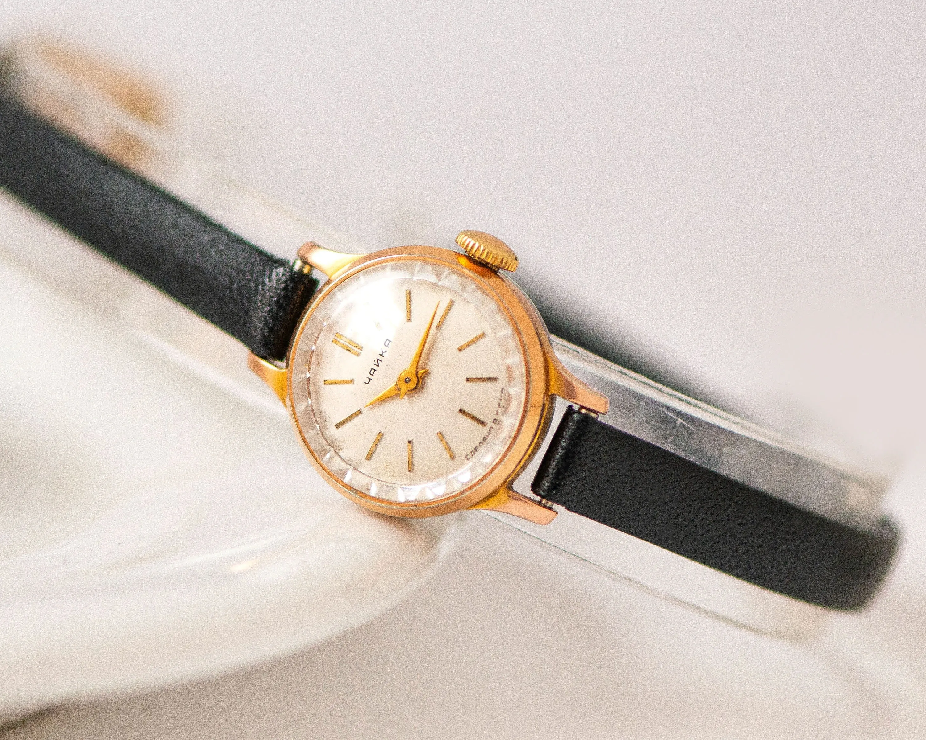Limited edition women's watch Seagull, gold plated lady watch vintage minimalist, classic small lady watch gift, new premium leather strap