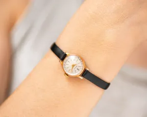 Limited edition women's watch Seagull, gold plated lady watch vintage minimalist, classic small lady watch gift, new premium leather strap