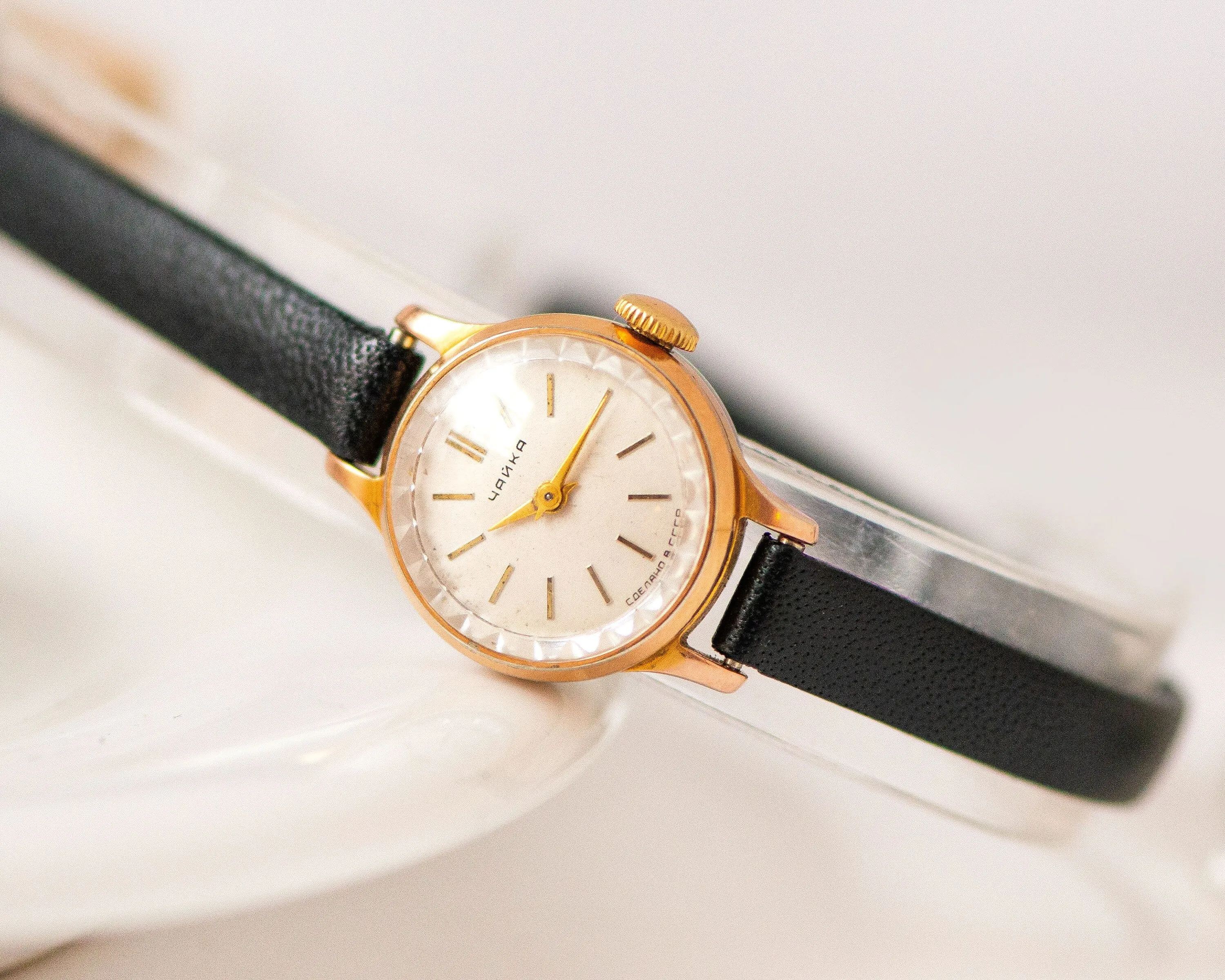 Limited edition women's watch Seagull, gold plated lady watch vintage minimalist, classic small lady watch gift, new premium leather strap