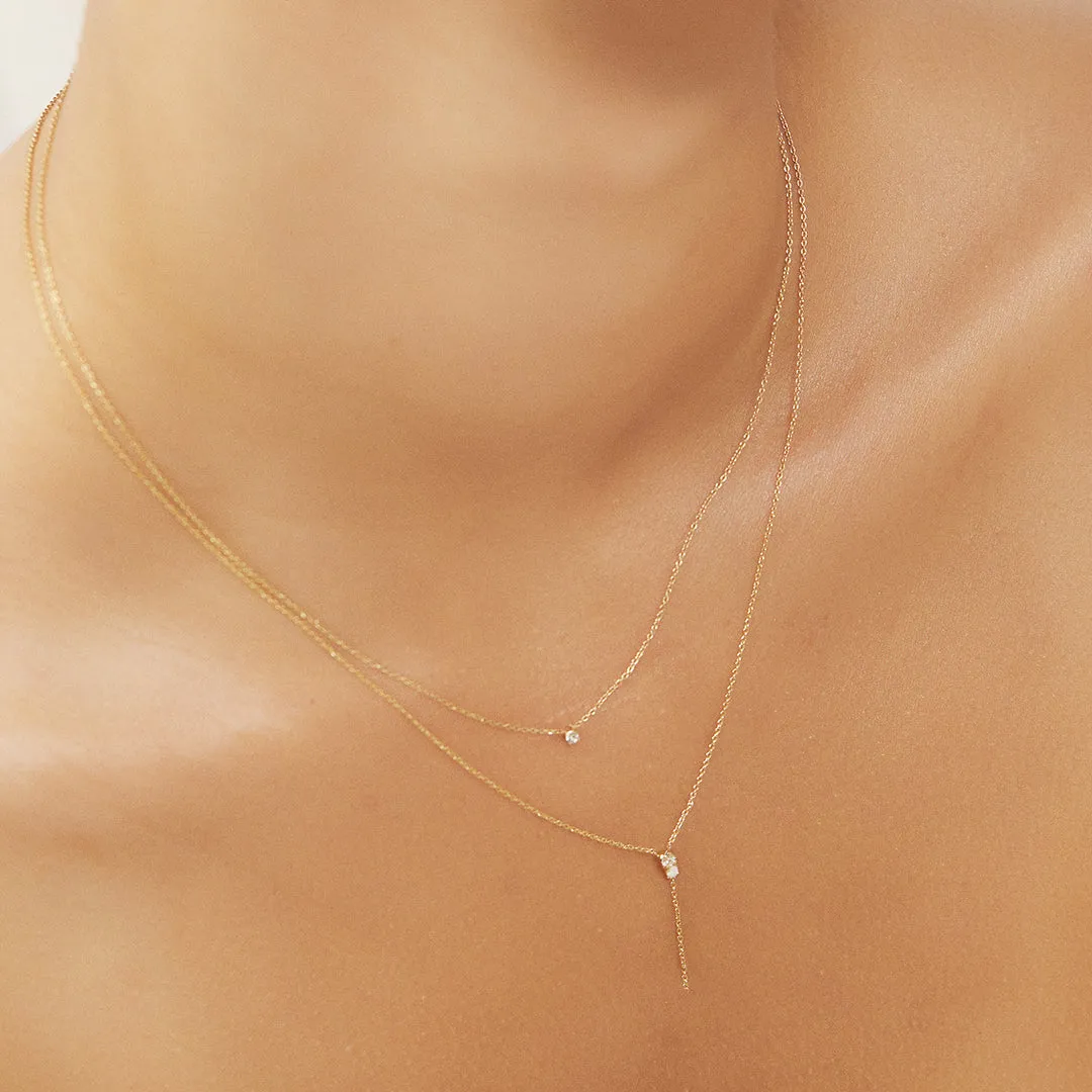 long necklace Amants : cristal/white opal
