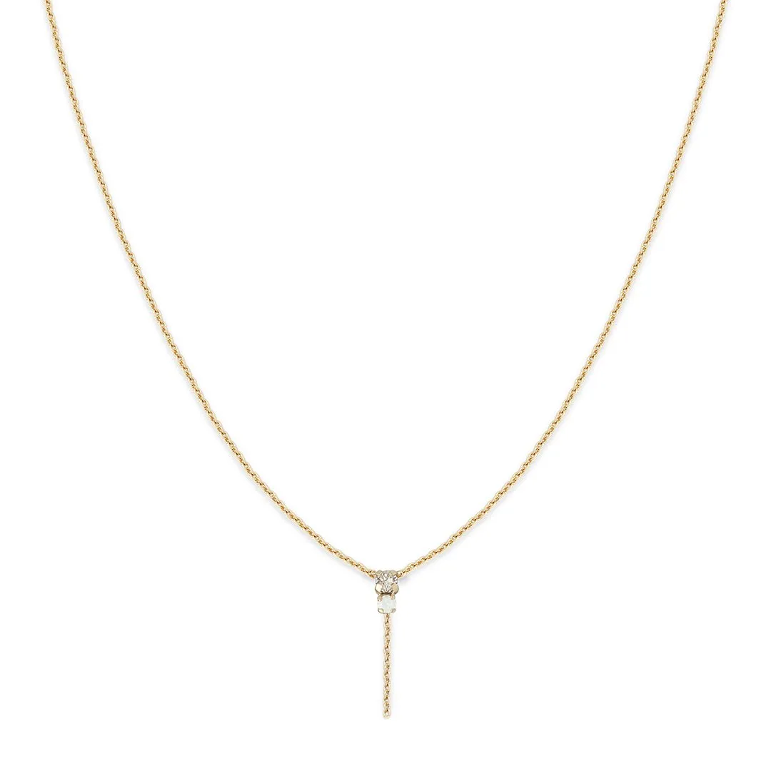 long necklace Amants : cristal/white opal
