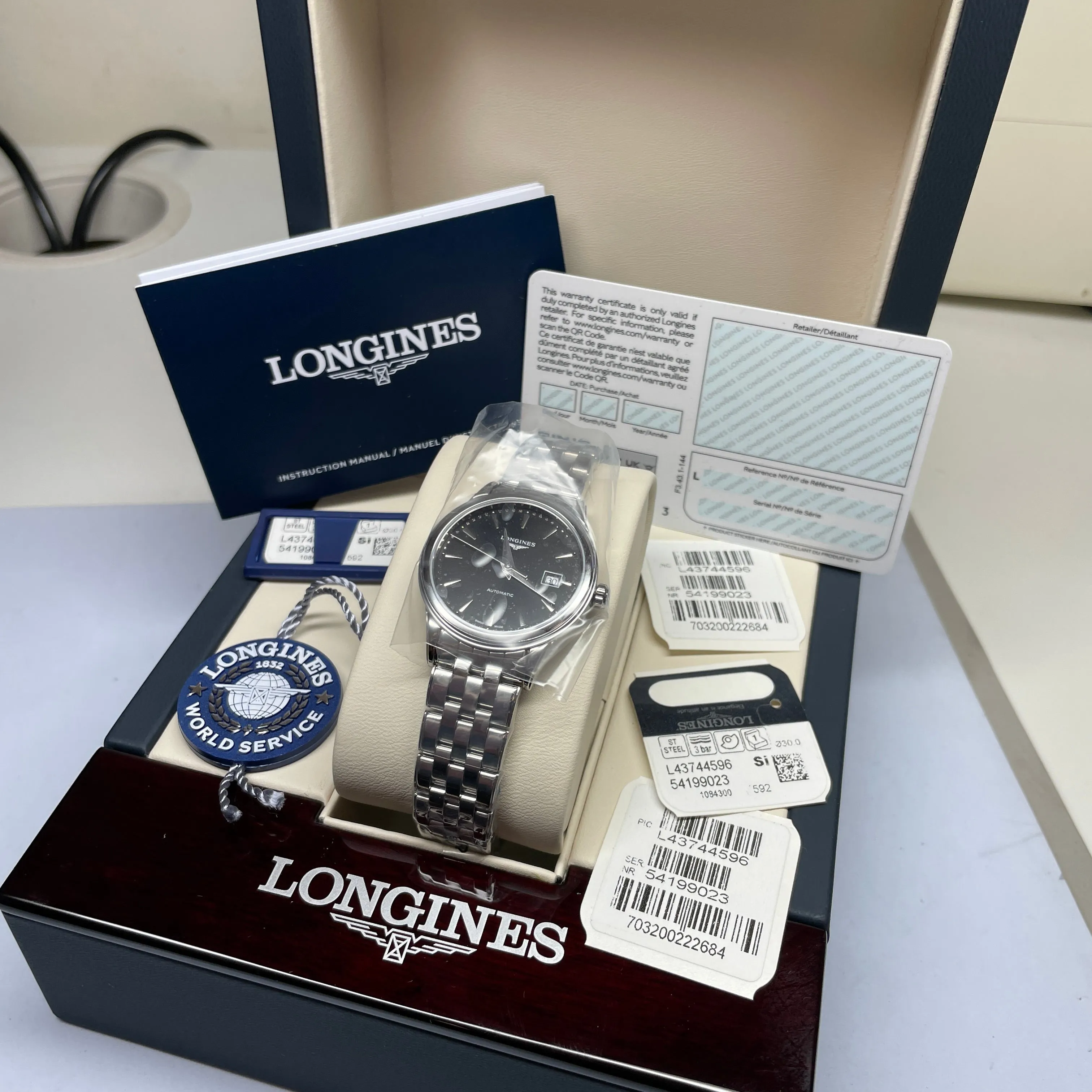 Longines Flagship 30mm Automatic Black Dial Stainless Steel Watch L43744596