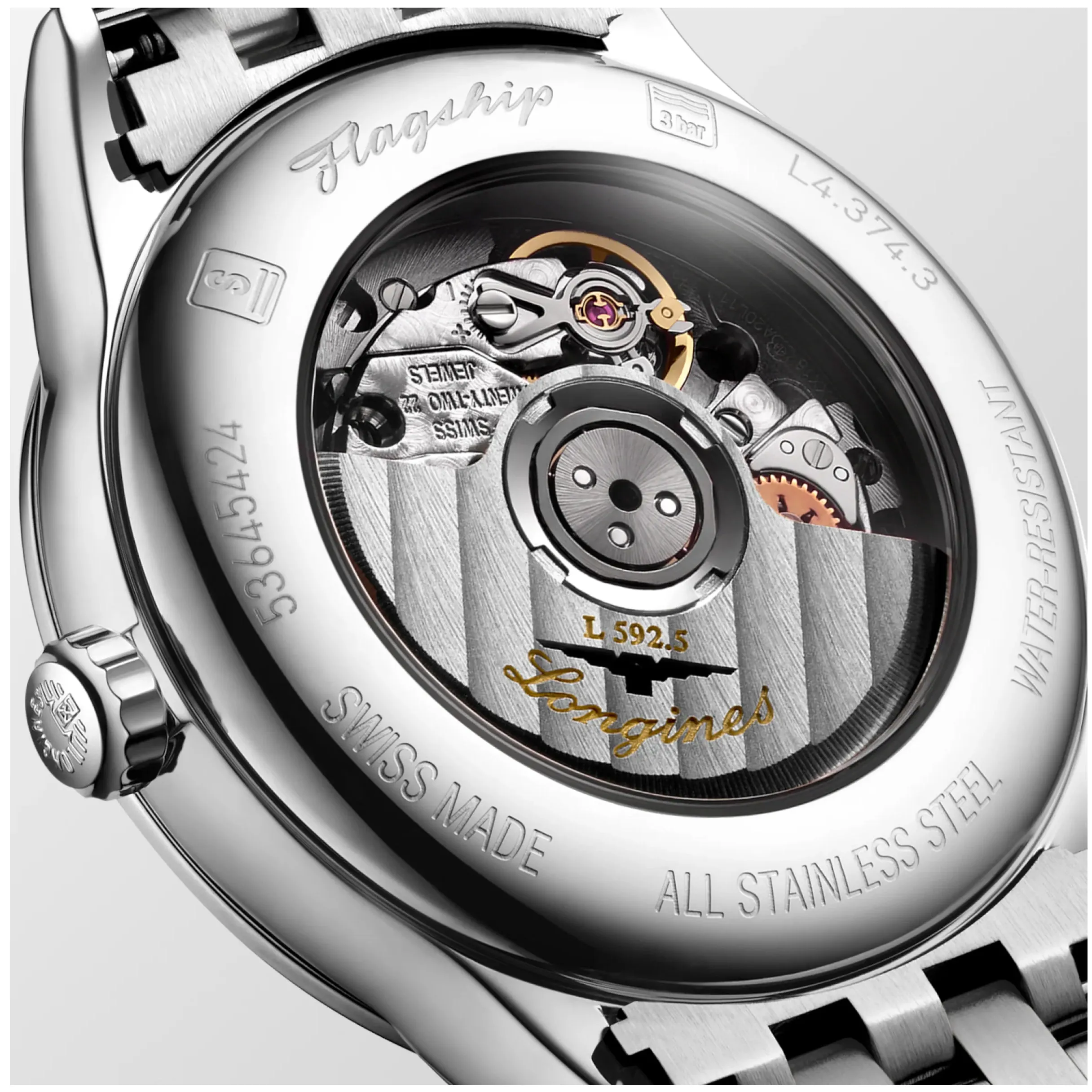 Longines Flagship 30mm Automatic Black Dial Stainless Steel Watch L43744596