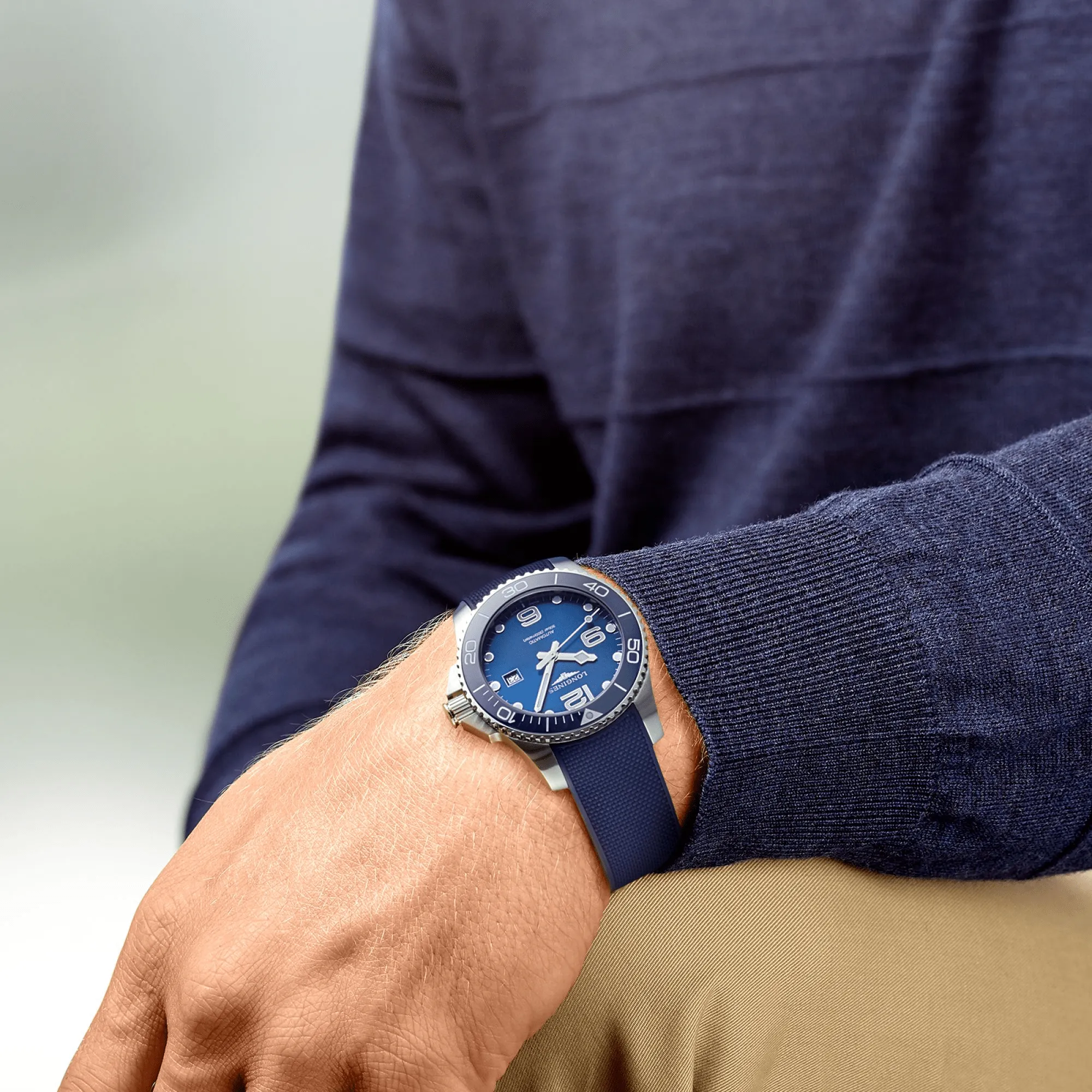 Longines HydroConquest 43mm Blue Rubber Strap Men's Watch L37824969