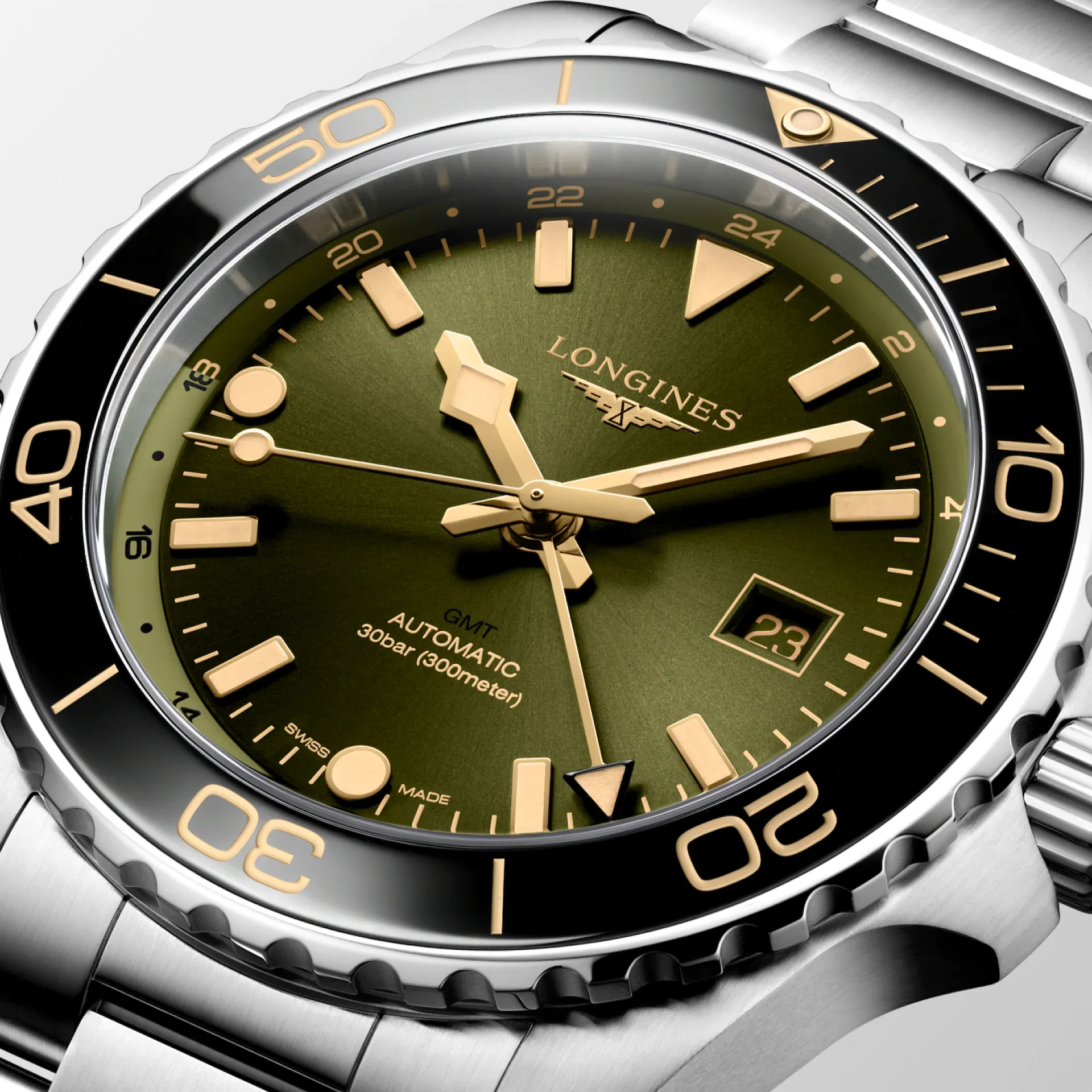 Longines Hydroconquest 43mm Watch with Green Dial