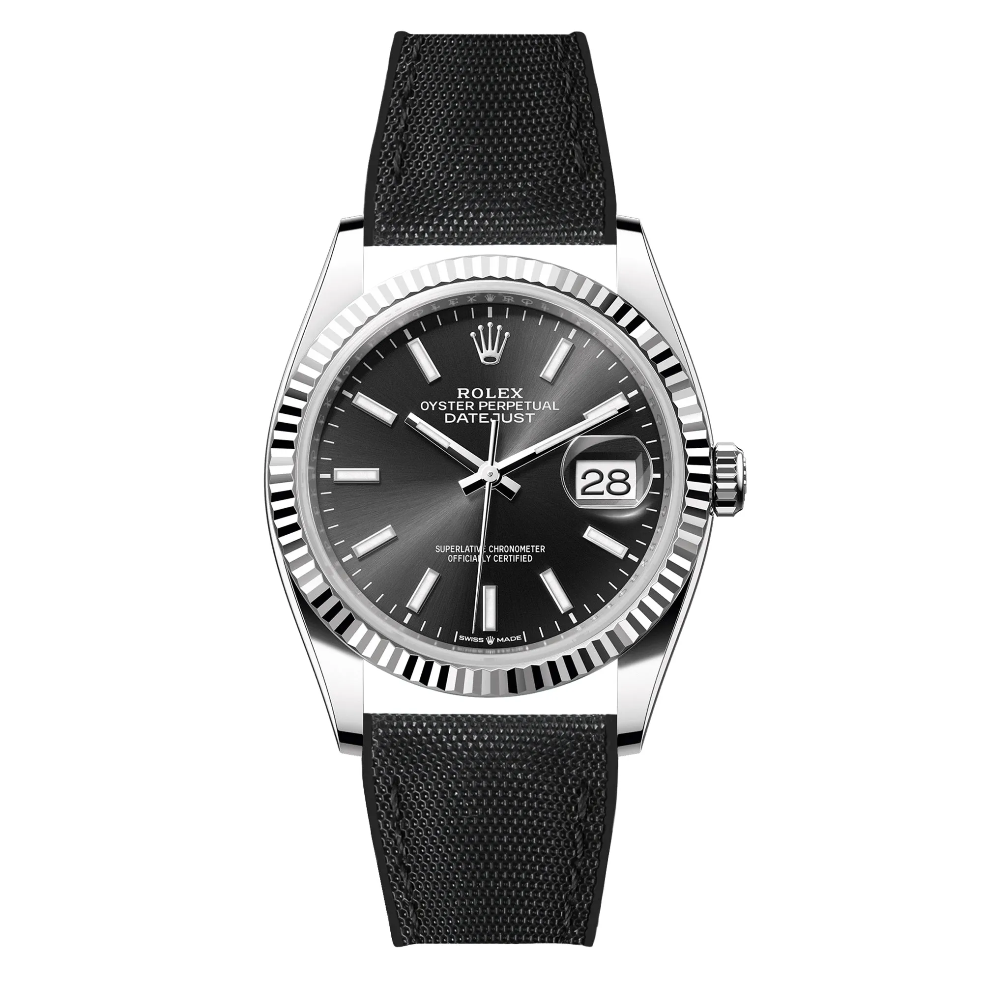 Luca Canvas Nylon & FKM Rubber Hybrid Performance Strap for Rolex Datejust - Blue (8097)