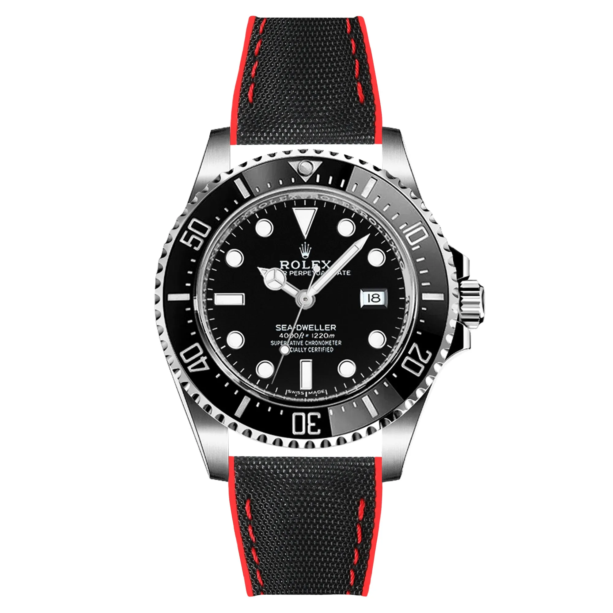Luca Canvas Nylon & FKM Rubber Hybrid Performance Strap for Rolex Datejust - Blue (8097)