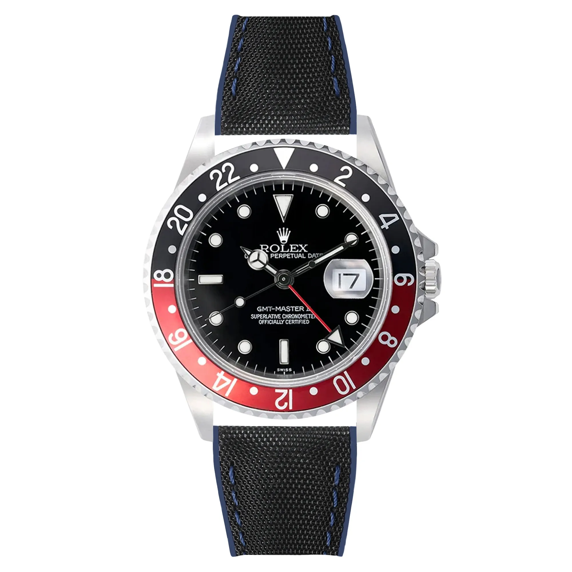 Luca Canvas Nylon & FKM Rubber Hybrid Performance Strap for Rolex Datejust - Blue (8097)
