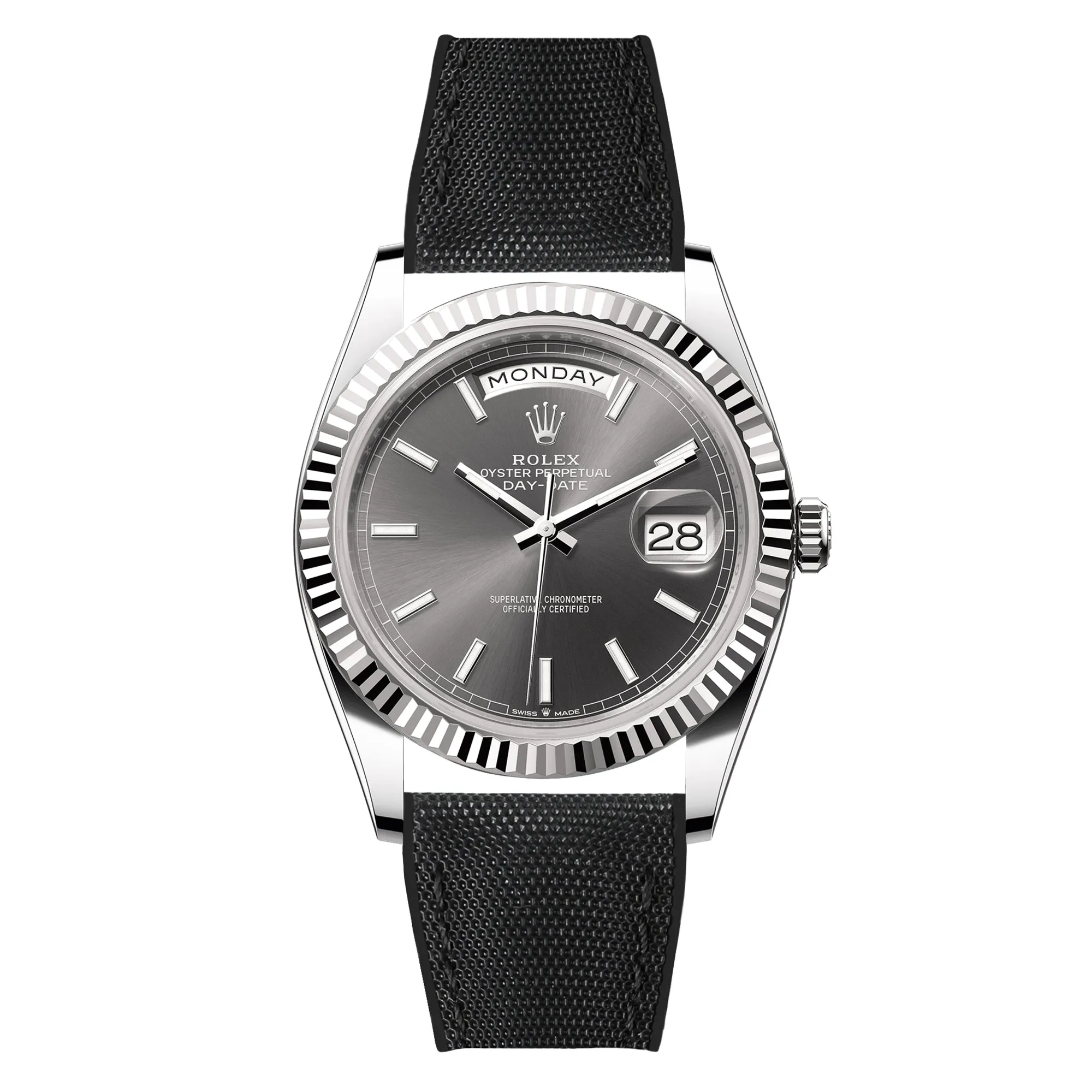 Luca Canvas Nylon & FKM Rubber Hybrid Performance Strap for Rolex Datejust - Blue (8097)