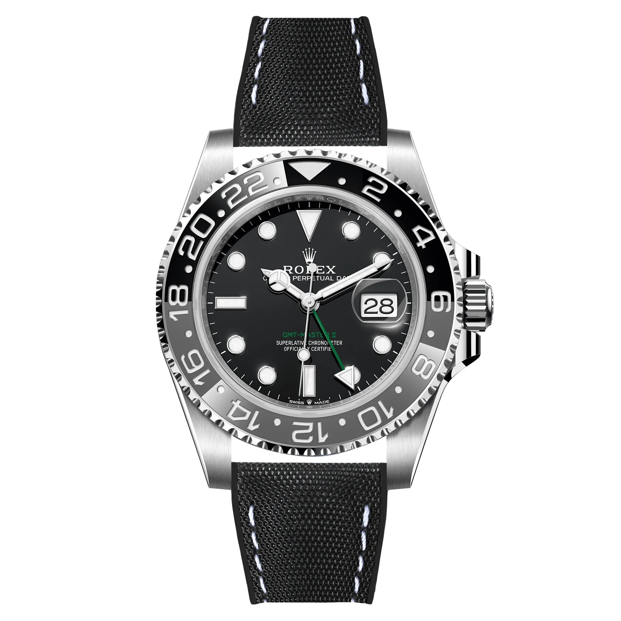 Luca Canvas Nylon & FKM Rubber Hybrid Performance Strap for Rolex Datejust - Blue (8097)