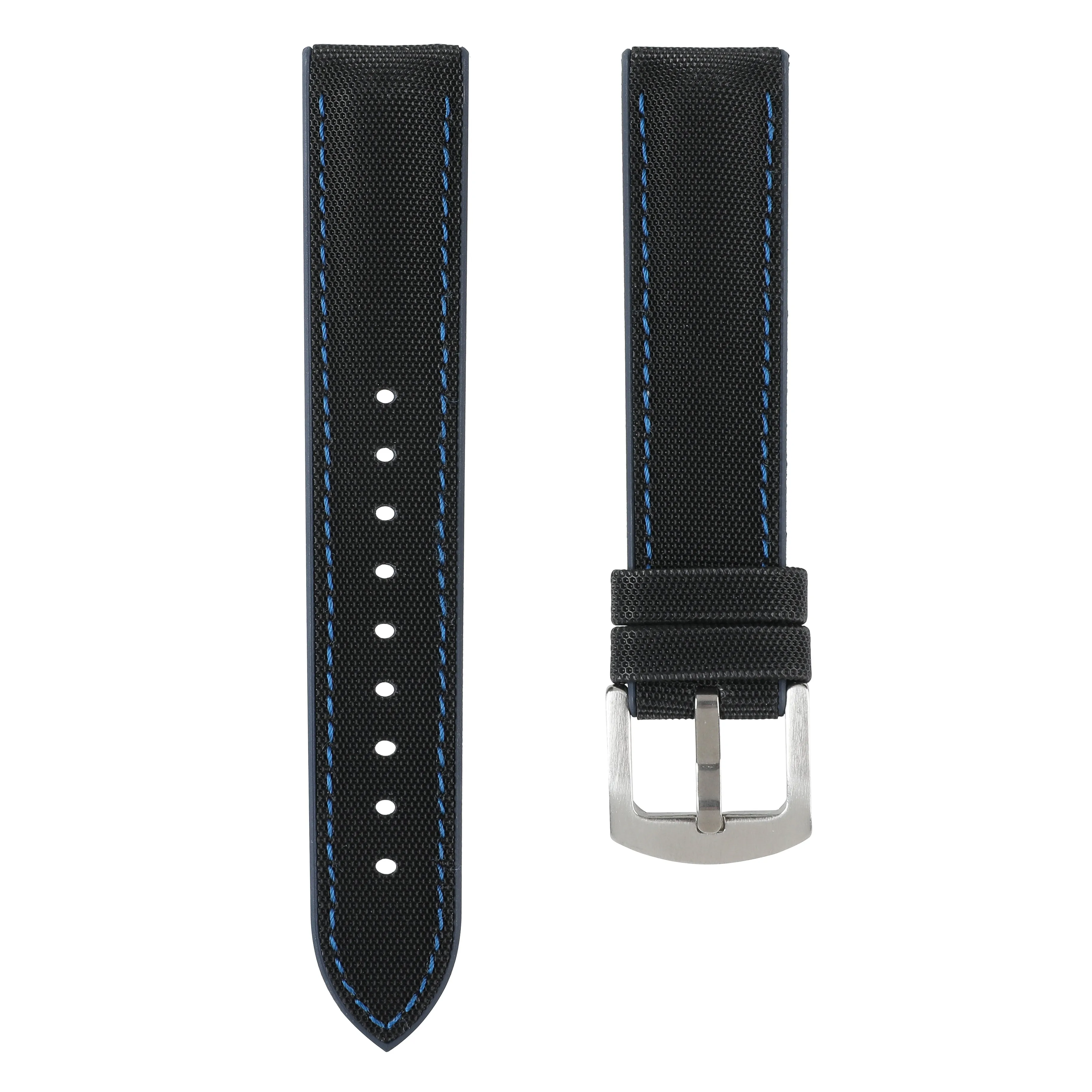 Luca Canvas Nylon & FKM Rubber Hybrid Performance Strap for Rolex Datejust - Blue (8097)