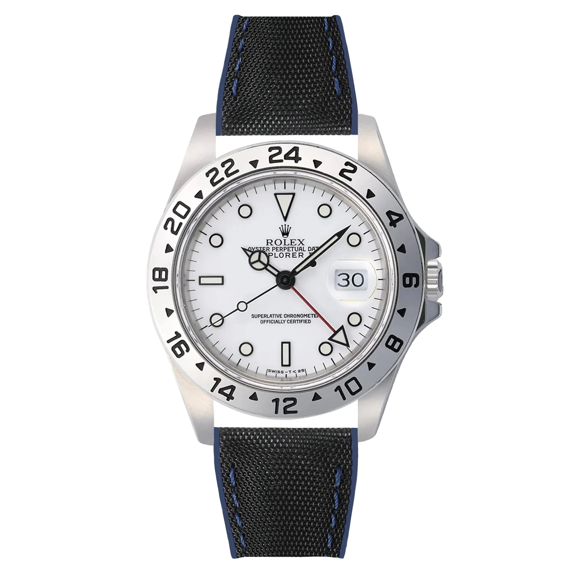 Luca Canvas Nylon & FKM Rubber Hybrid Performance Strap for Rolex Datejust - Blue (8097)