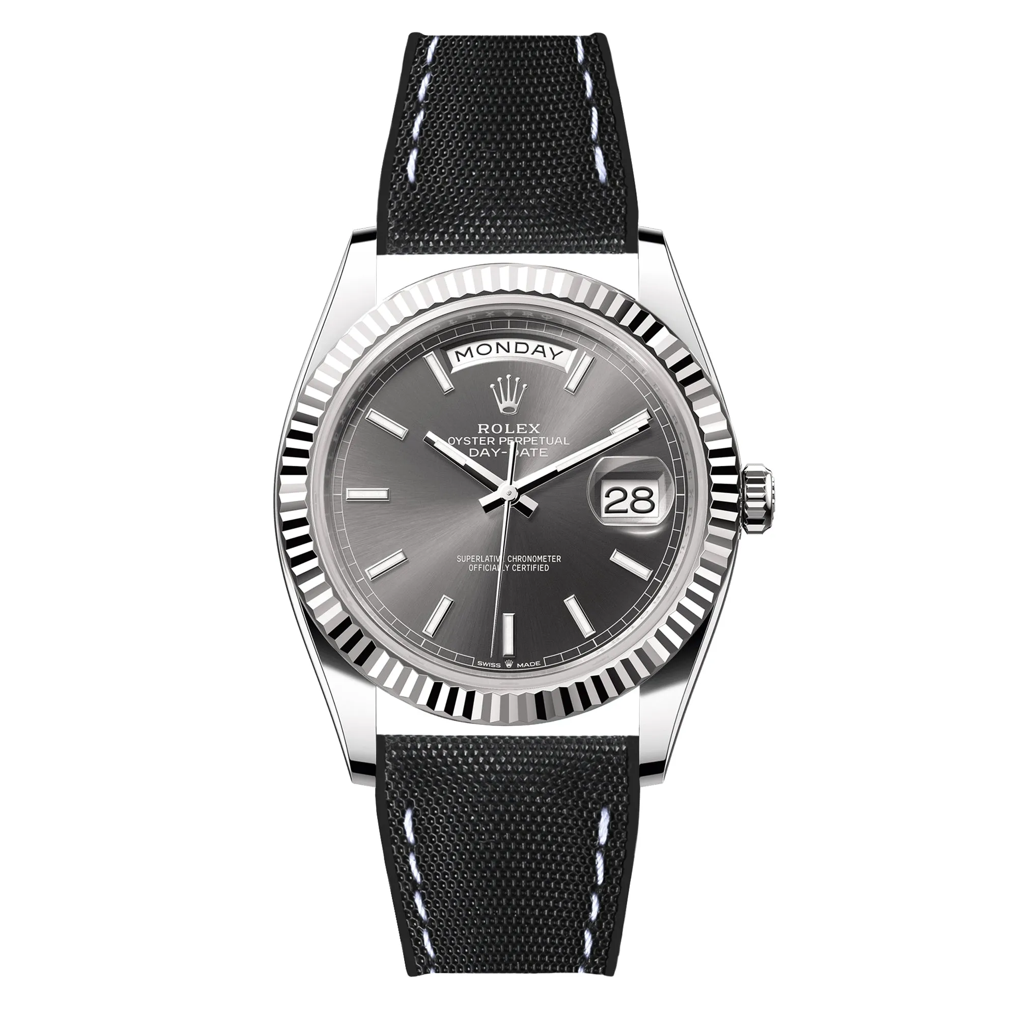 Luca Canvas Nylon & FKM Rubber Hybrid Performance Strap for Rolex Datejust - Blue (8097)