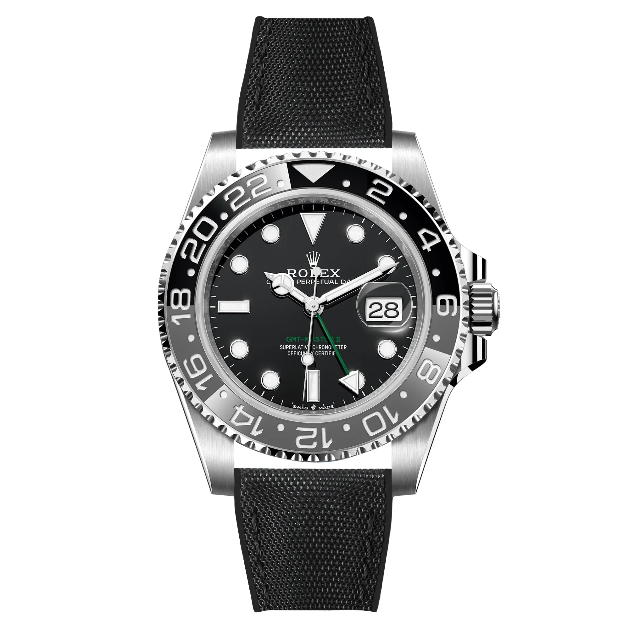Luca Canvas Nylon & FKM Rubber Hybrid Performance Strap for Rolex Datejust - Blue (8097)