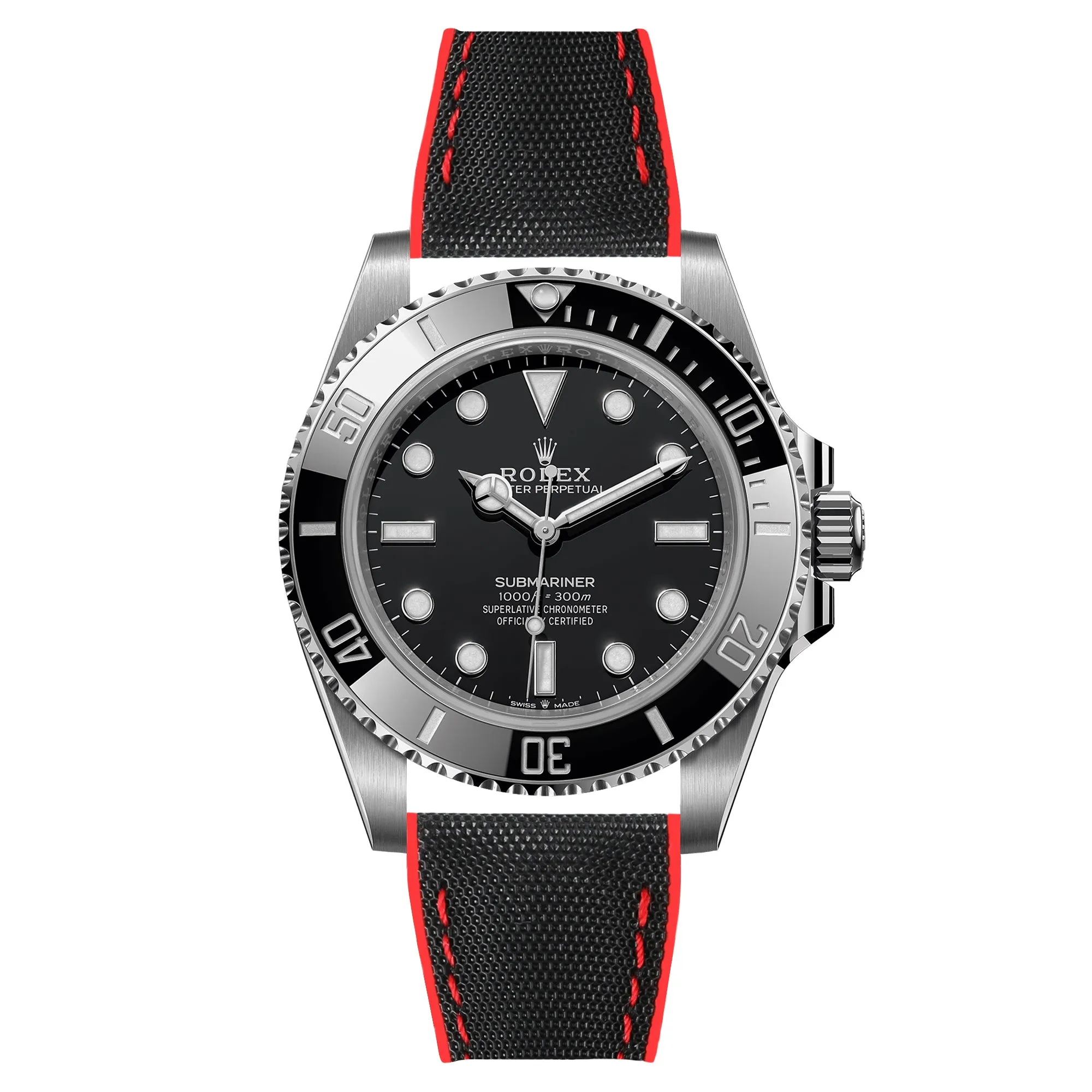 Luca Canvas Nylon & FKM Rubber Hybrid Performance Strap for Rolex Datejust - Blue (8097)