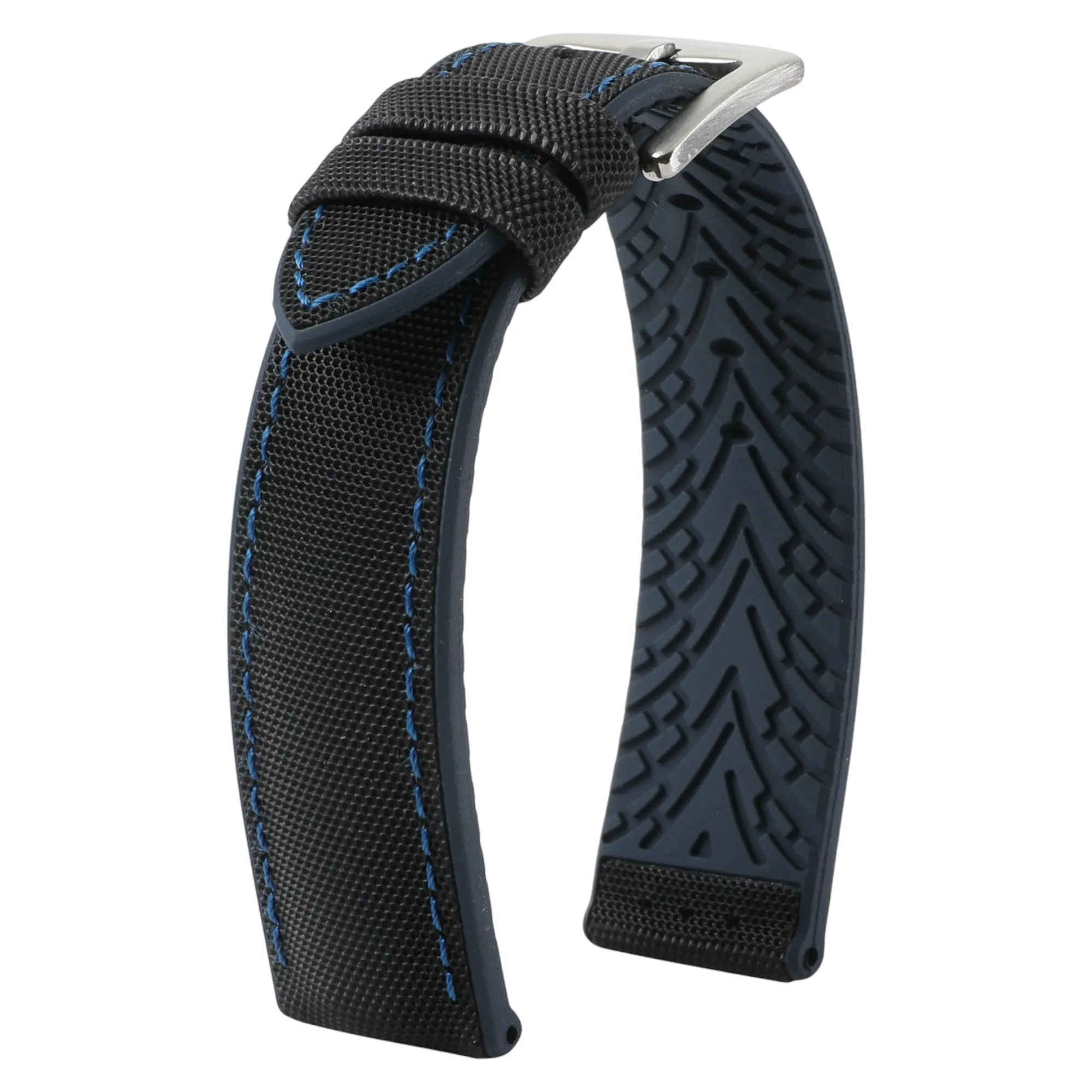 Luca Canvas Nylon & FKM Rubber Hybrid Performance Strap for Rolex Datejust - Blue (8097)