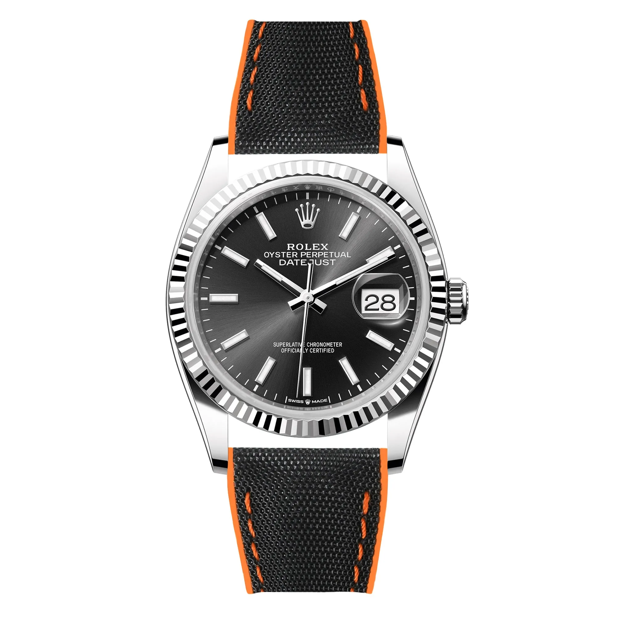 Luca Canvas Nylon & FKM Rubber Hybrid Performance Strap for Rolex Datejust - Blue (8097)