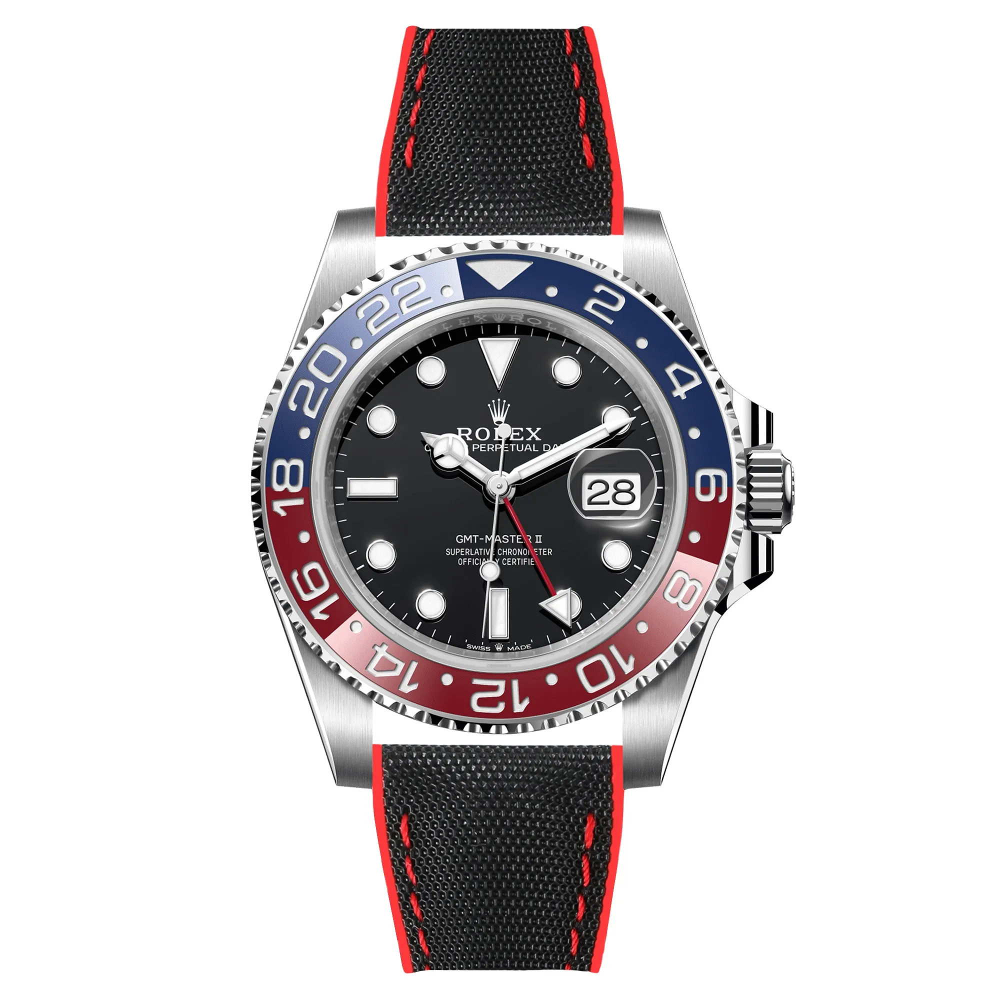 Luca Canvas Nylon & FKM Rubber Hybrid Performance Strap for Rolex Datejust - Blue (8097)