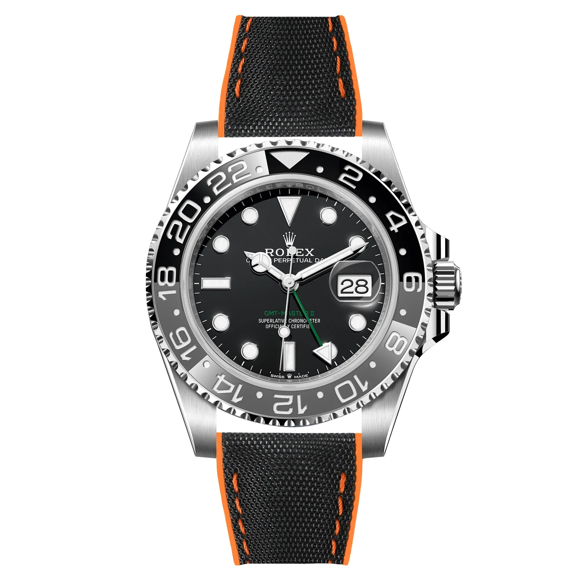 Luca Canvas Nylon & FKM Rubber Hybrid Performance Strap for Rolex Datejust - Blue (8097)