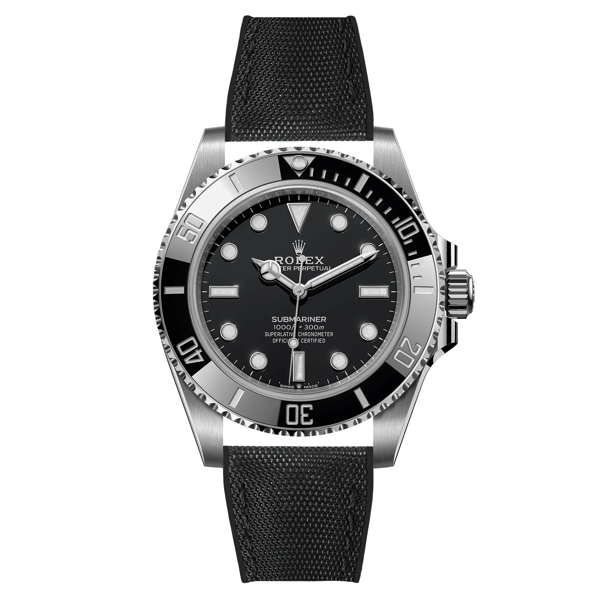 Luca Canvas Nylon & FKM Rubber Hybrid Performance Strap for Rolex Datejust - Blue (8097)