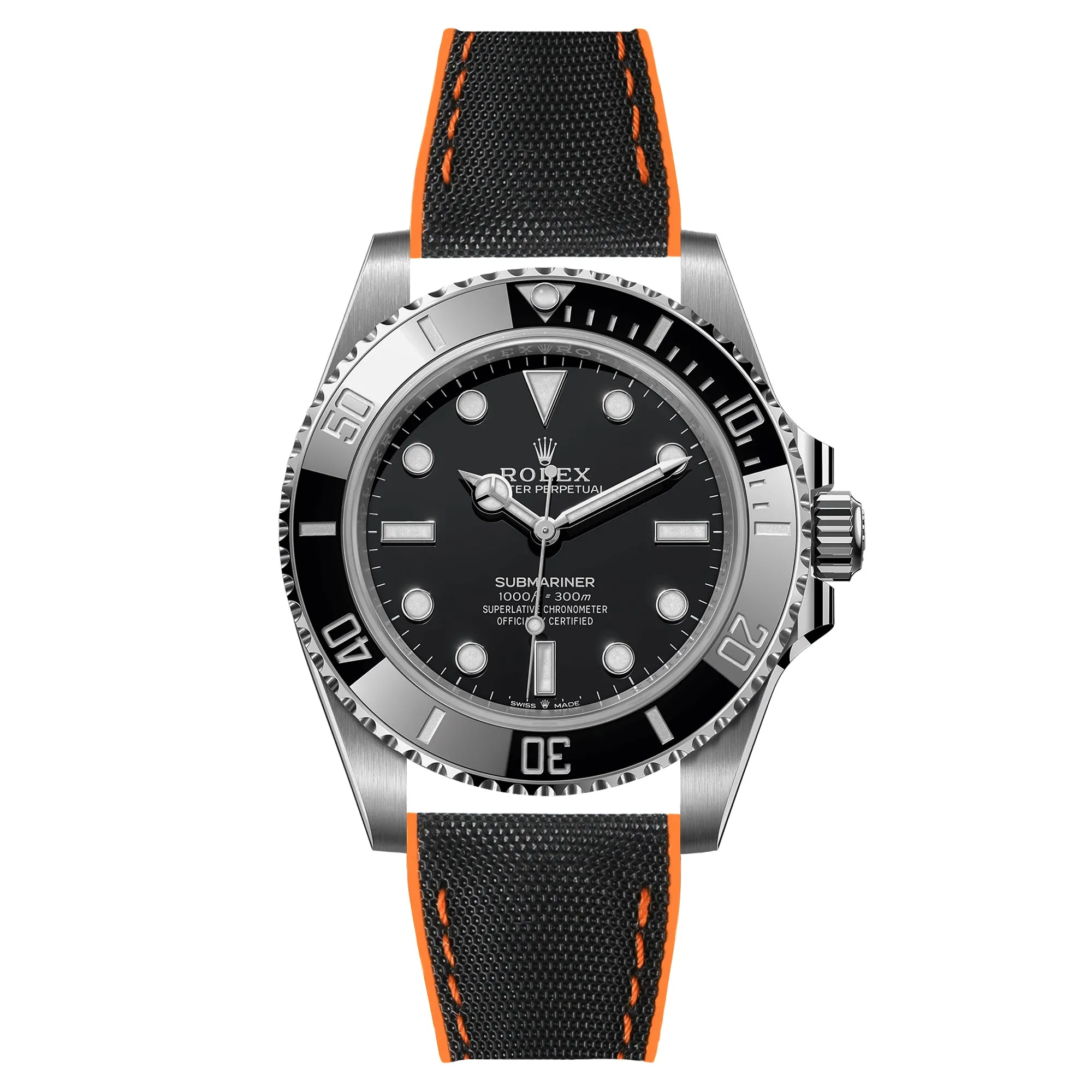 Luca Canvas Nylon & FKM Rubber Hybrid Performance Strap for Rolex Datejust - Blue (8097)