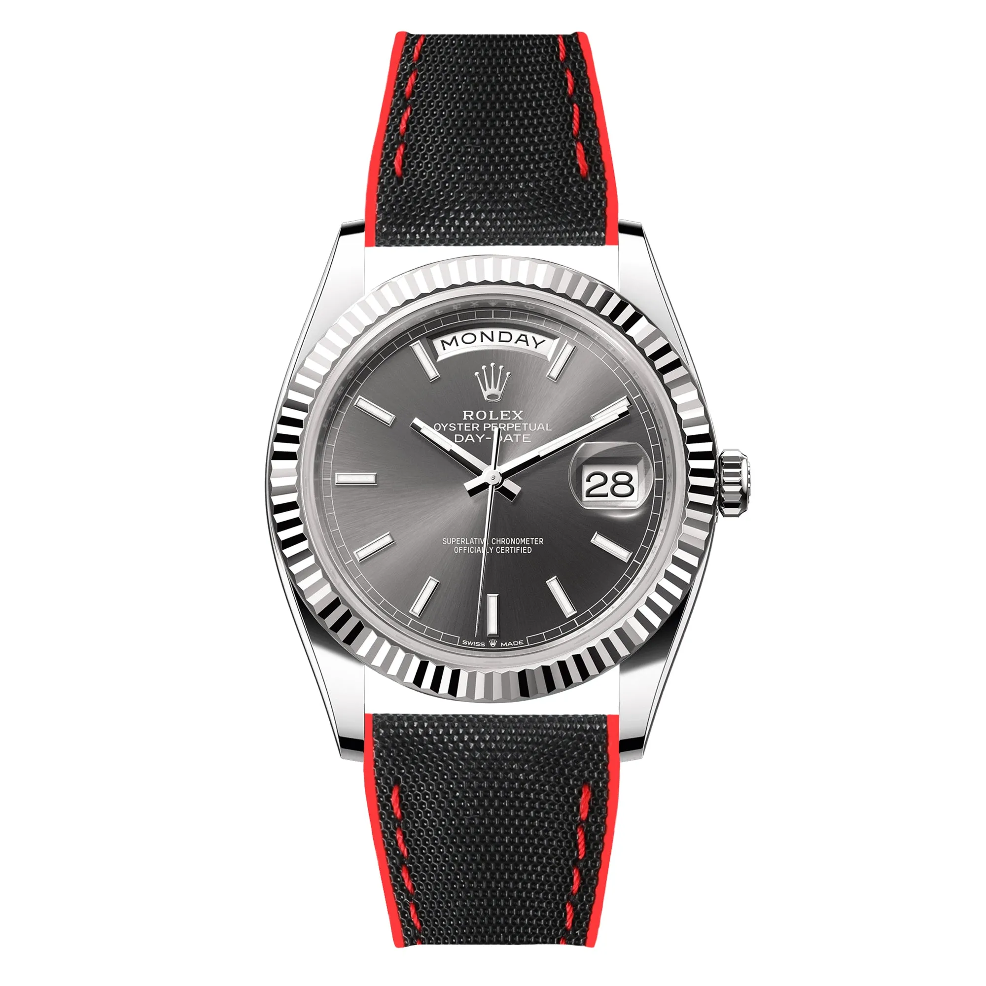 Luca Canvas Nylon & FKM Rubber Hybrid Performance Strap for Rolex Datejust - Blue (8097)