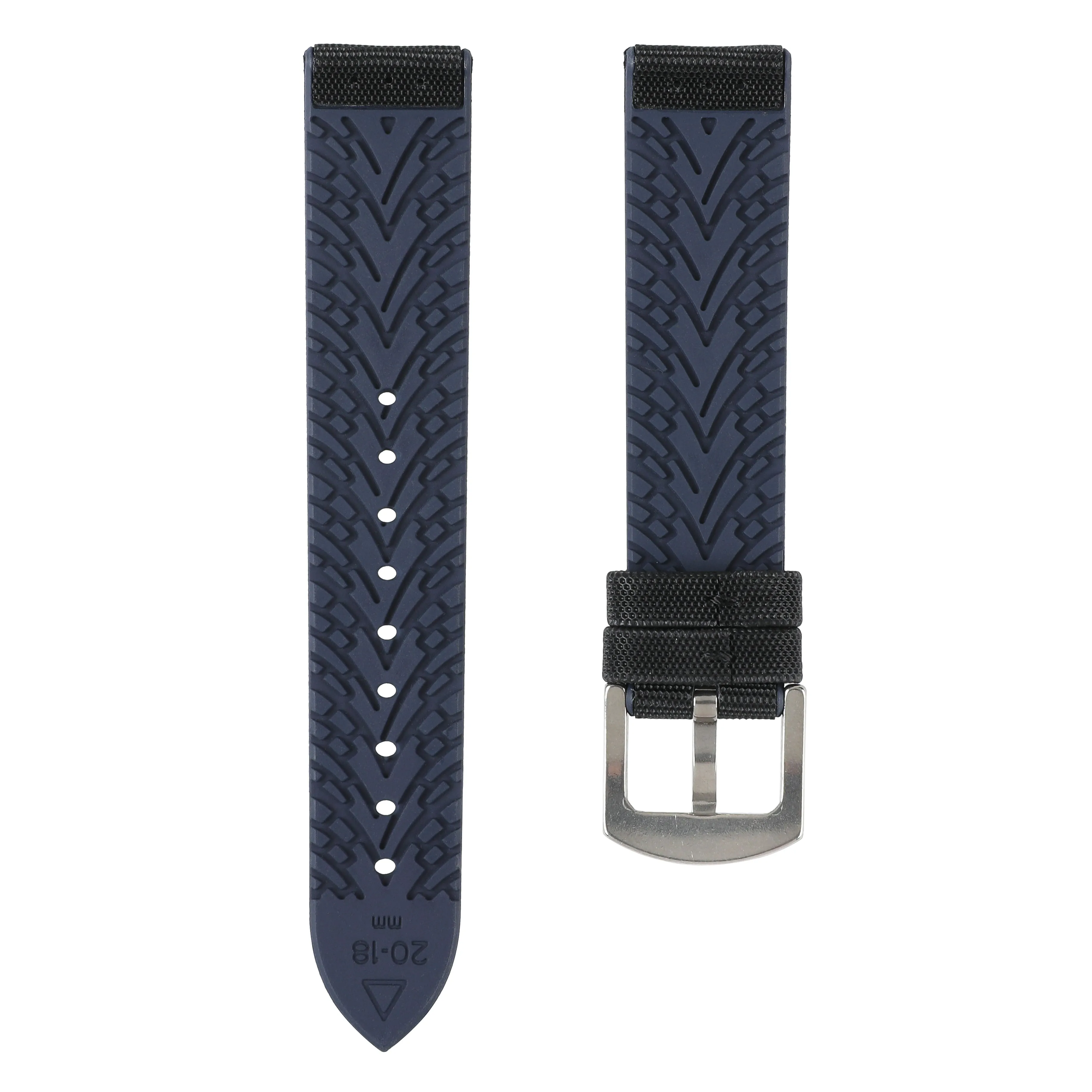 Luca Canvas Nylon & FKM Rubber Hybrid Performance Strap for Rolex Datejust - Blue (8097)