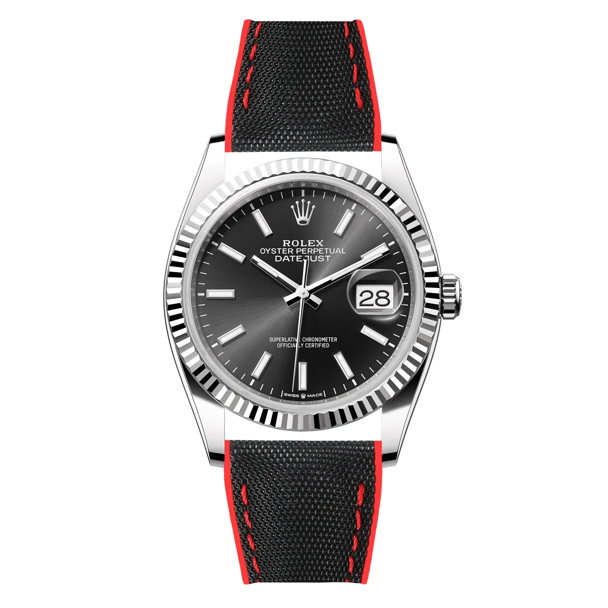 Luca Canvas Nylon & FKM Rubber Hybrid Performance Strap for Rolex Datejust - Blue (8097)