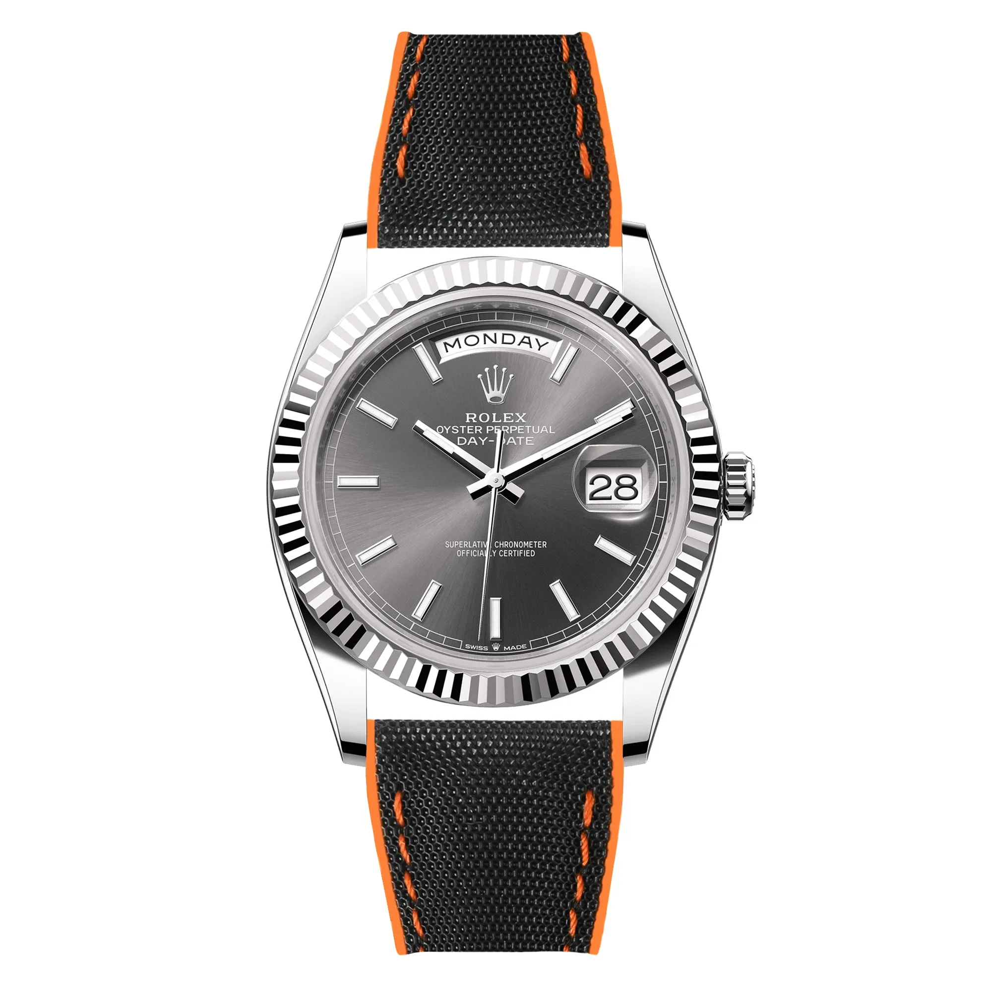 Luca Canvas Nylon & FKM Rubber Hybrid Performance Strap for Rolex Datejust - Blue (8097)