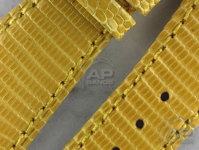 Lucertole Shiny Yellow Lizard Leather Strap For Audemars Piguet Royal Oak Offshore