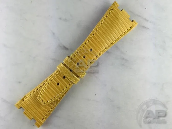 Lucertole Shiny Yellow Lizard Leather Strap For Audemars Piguet Royal Oak Offshore
