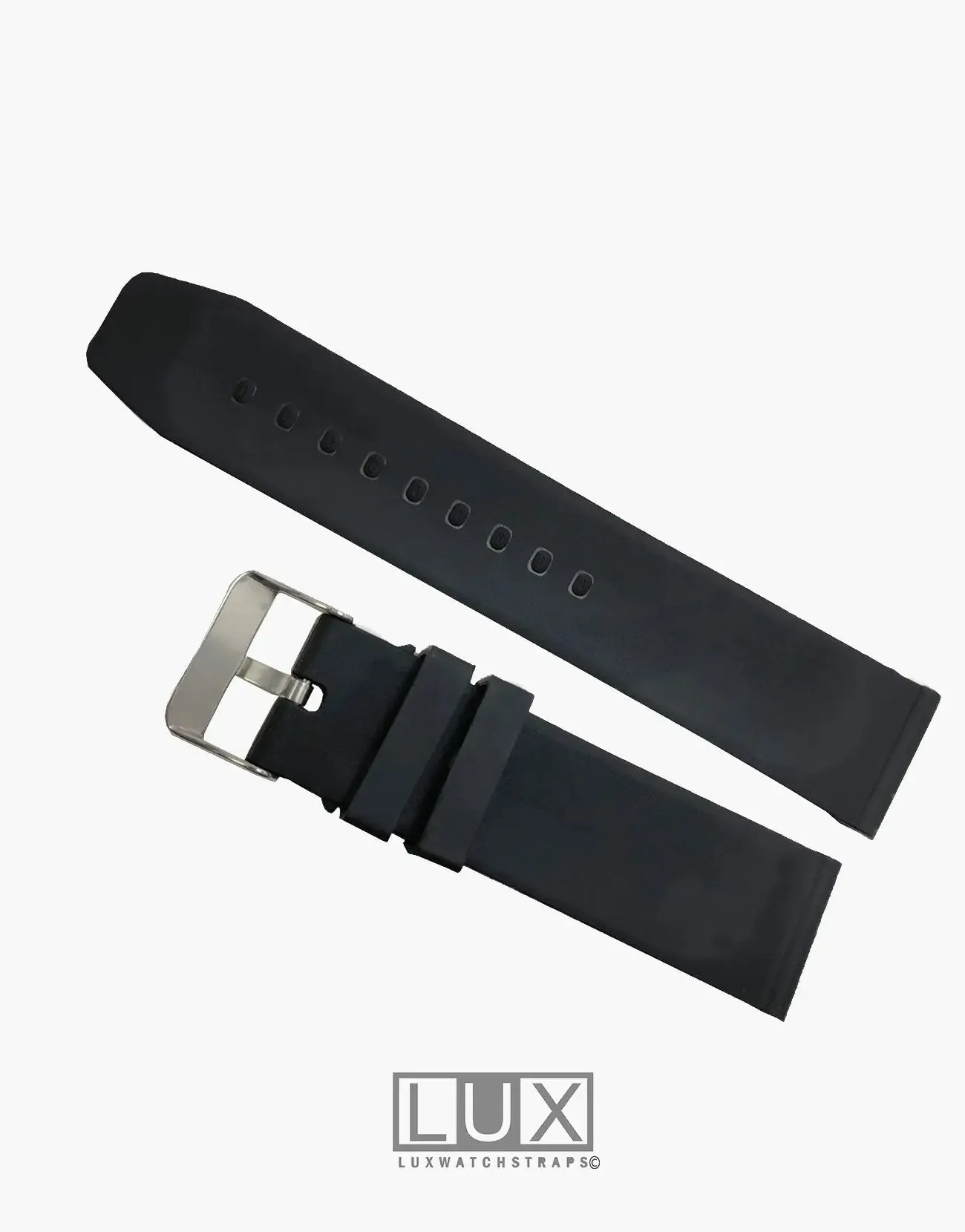 LUX Silicone Rubber Dive smooth Watch Strap Black