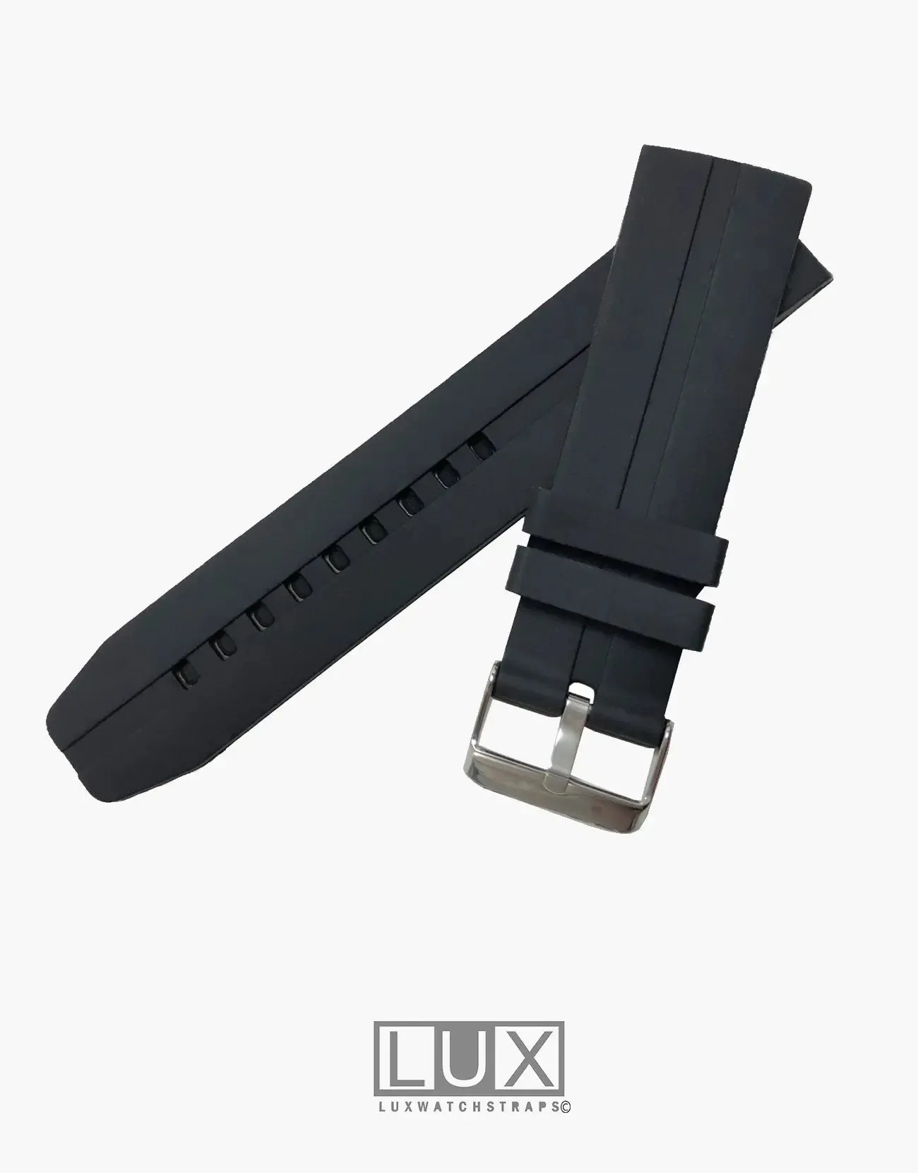 LUX Silicone Rubber Dive smooth Watch Strap Black