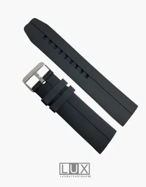 LUX Silicone Rubber Dive smooth Watch Strap Black
