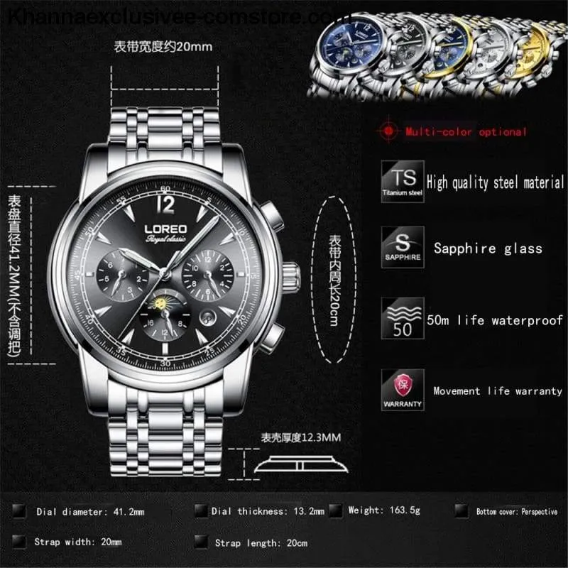Luxury Fashion Brand Automatic Men's Watch Auto Mechanical 50m waterproof Sapphire Glass Wrist Watch