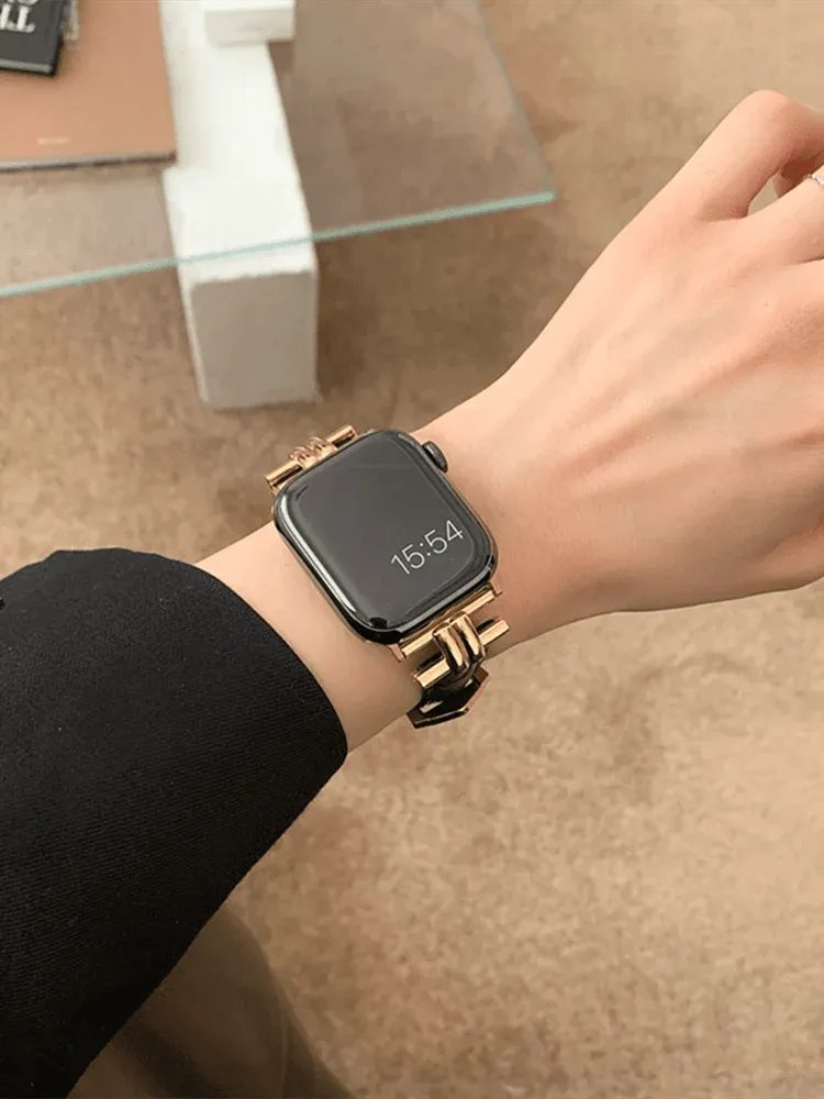 Luxury Metal and Genuine Leather Band for Apple Watch Series