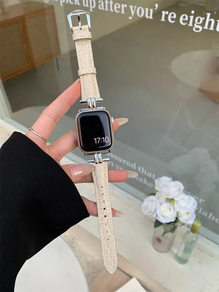 Luxury Metal and Genuine Leather Band for Apple Watch Series