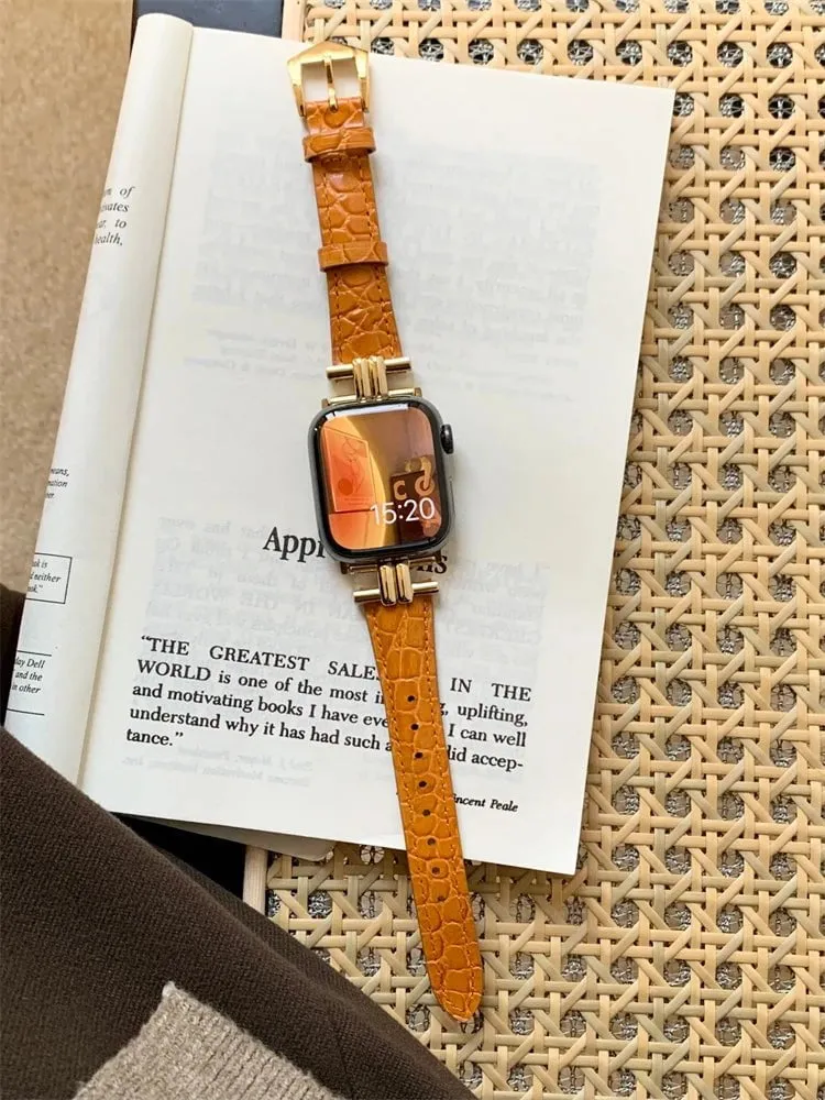 Luxury Metal and Genuine Leather Band for Apple Watch Series