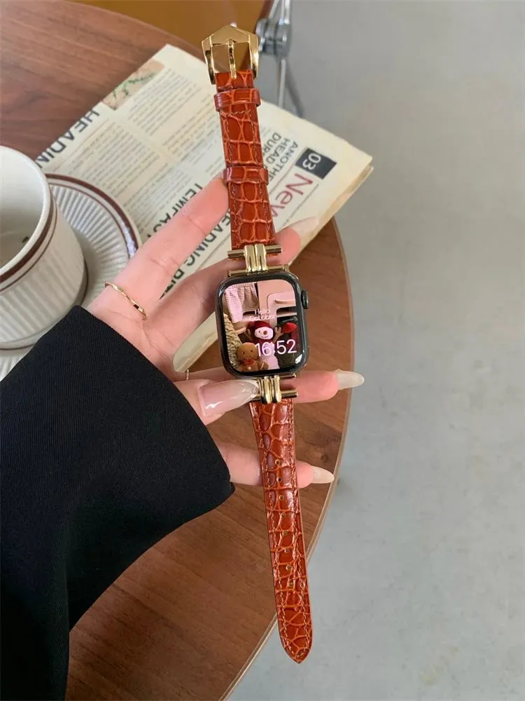 Luxury Metal and Genuine Leather Band for Apple Watch Series