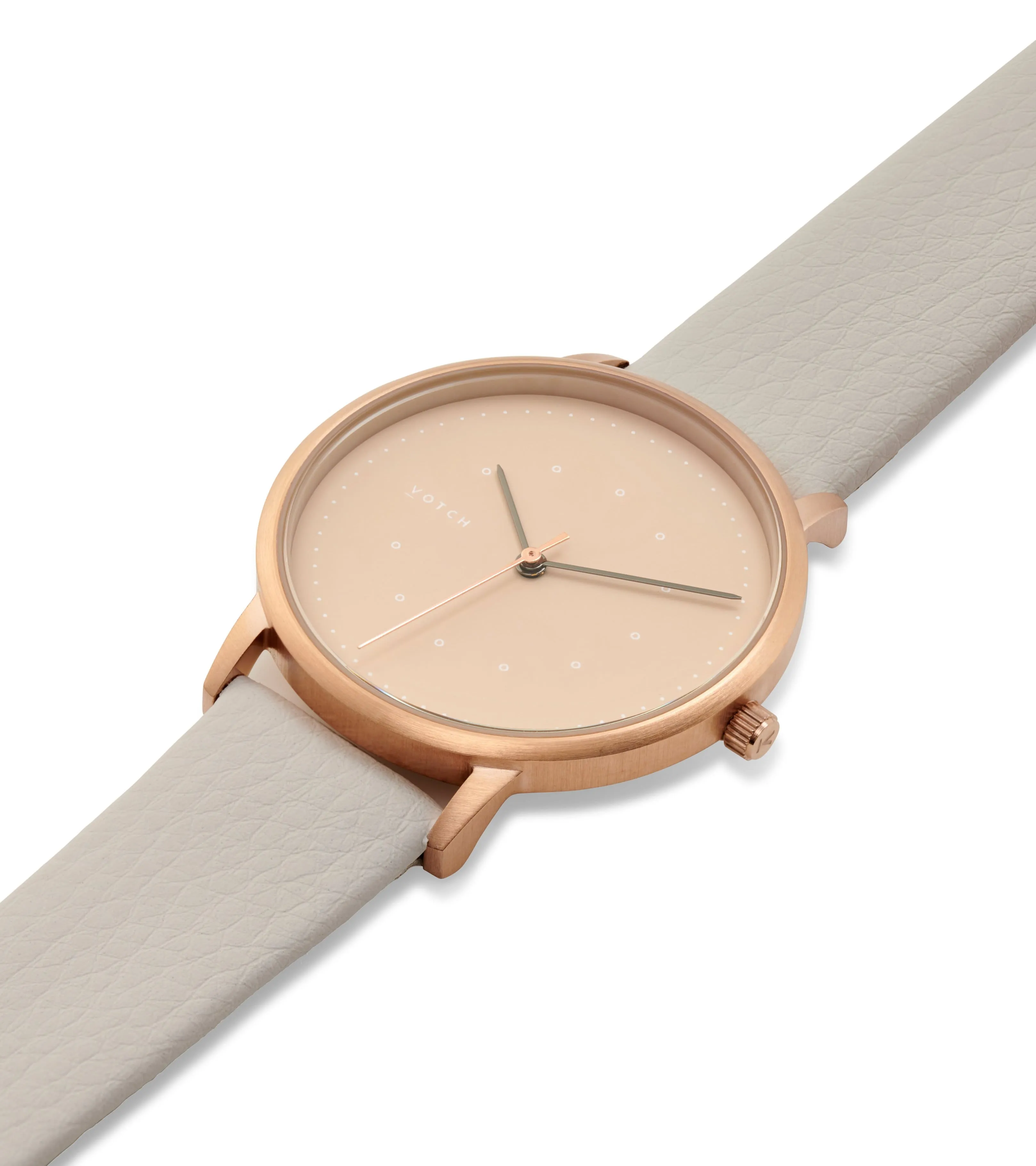 Lyka Watch with Rose Gold & Taupe Dial | Cloudy Grey Vegan Leather Strap