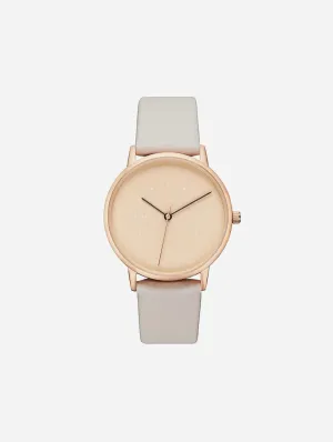 Lyka Watch with Rose Gold & Taupe Dial | Cloudy Grey Vegan Leather Strap
