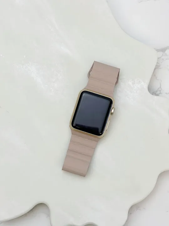 Magnetic Leather Smart Watch Band - Beige